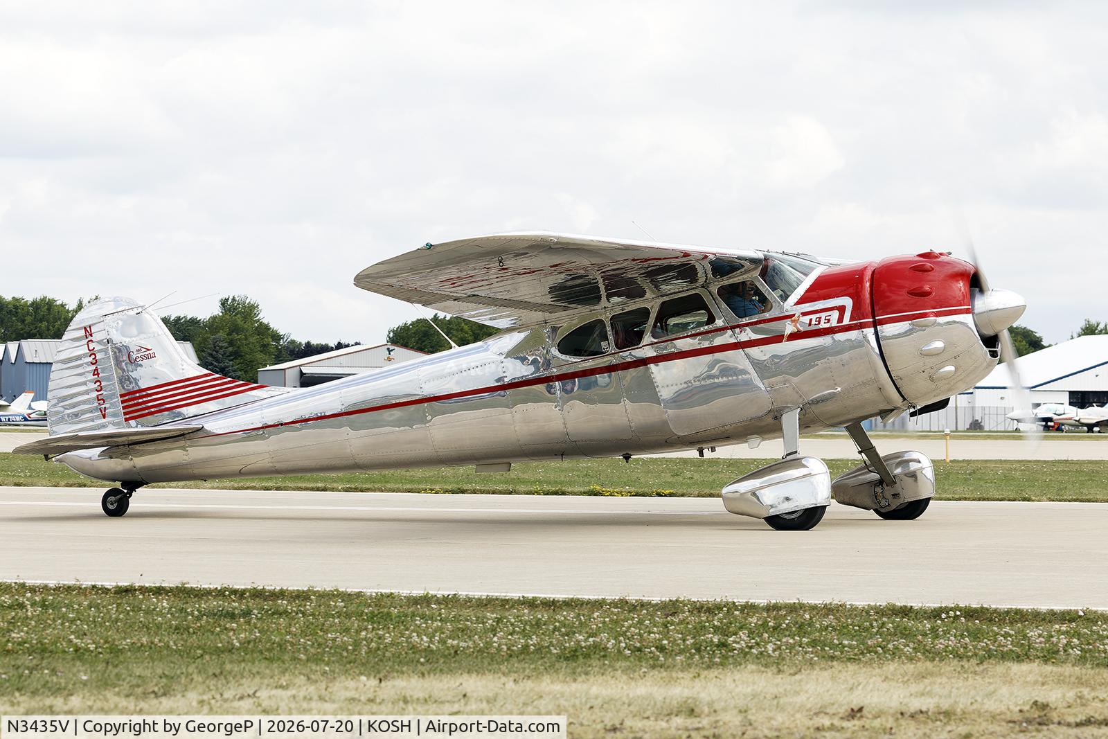 Aircraft N3435V, 1948 Cessna 195, c/n 7120, Airventure 2026., at KOSH, photo by GeorgeP