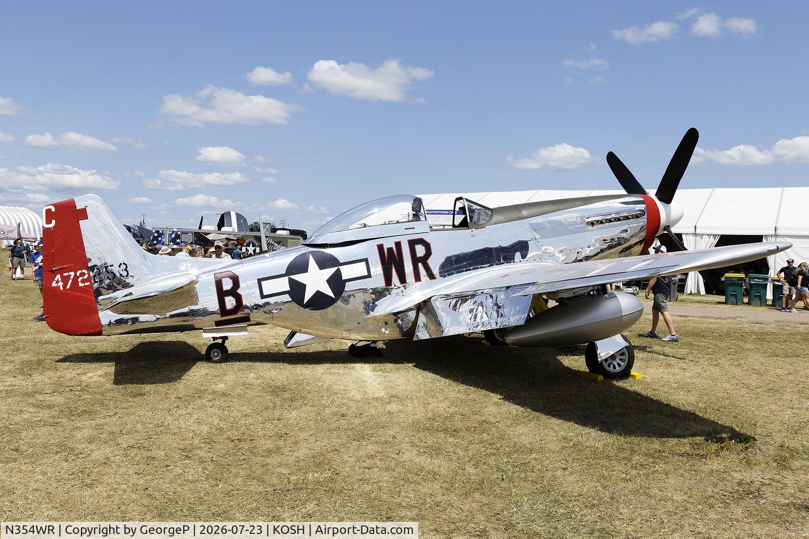 Aircraft N354WR, 1944 North American Aviation Inc P-51D-20-NA, c/n 44-72253, Airventure 2026., at KOSH, photo by GeorgeP