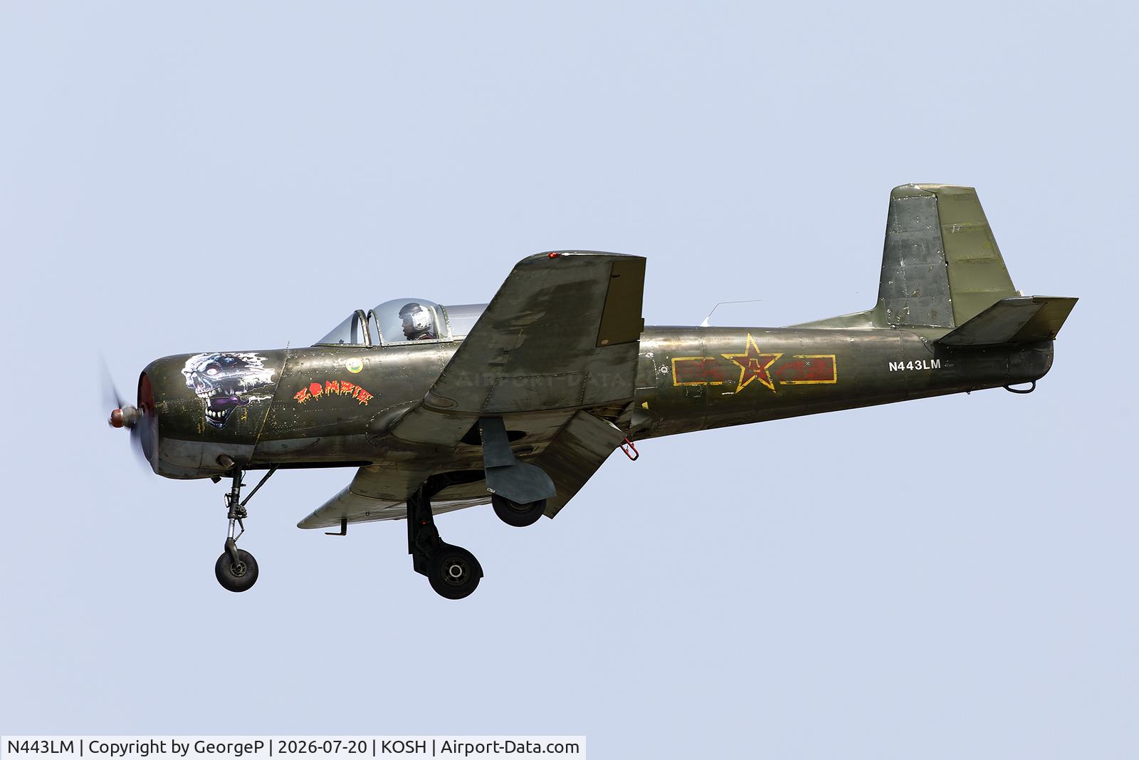 Aircraft N443LM, Nanchang CJ-6, c/n 3151214, Airventure 2026., at KOSH, photo by GeorgeP