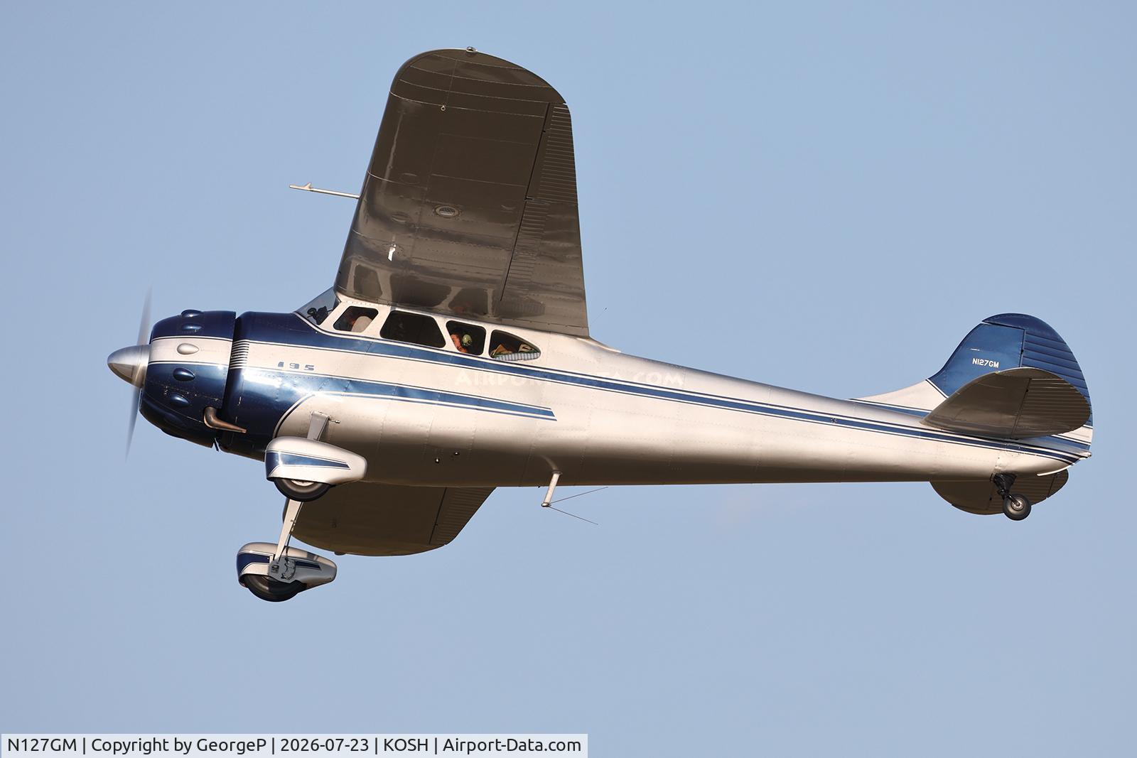 Aircraft N127GM, 1949 Cessna 195, c/n 7411, Airventure 2026., at KOSH, photo by GeorgeP