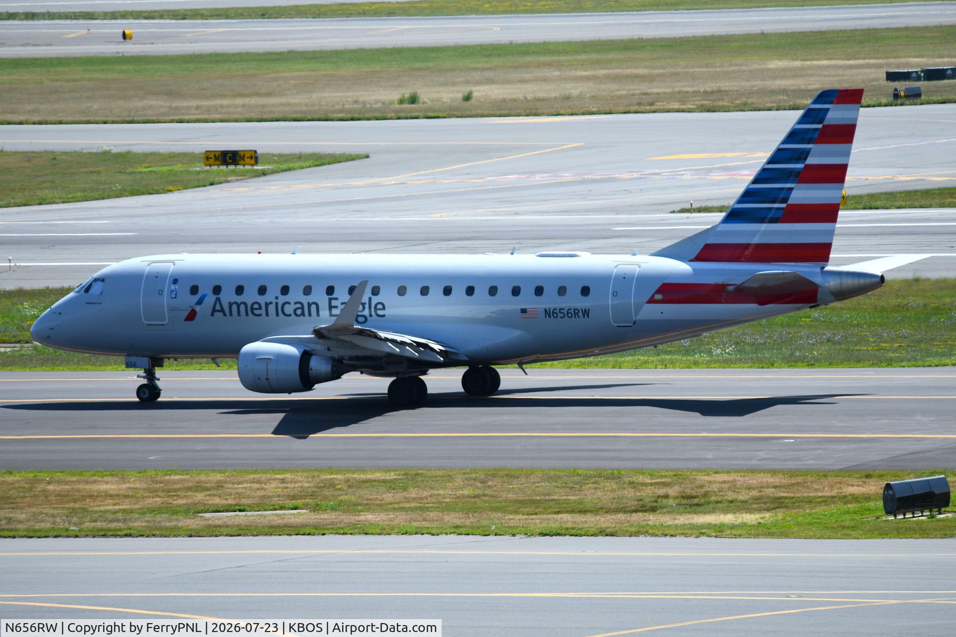 Aircraft N656RW, 2005 Embraer 170SE (ERJ-170-100SE), c/n 17000113, American Eagle ERJ170, at KBOS, photo by FerryPNL