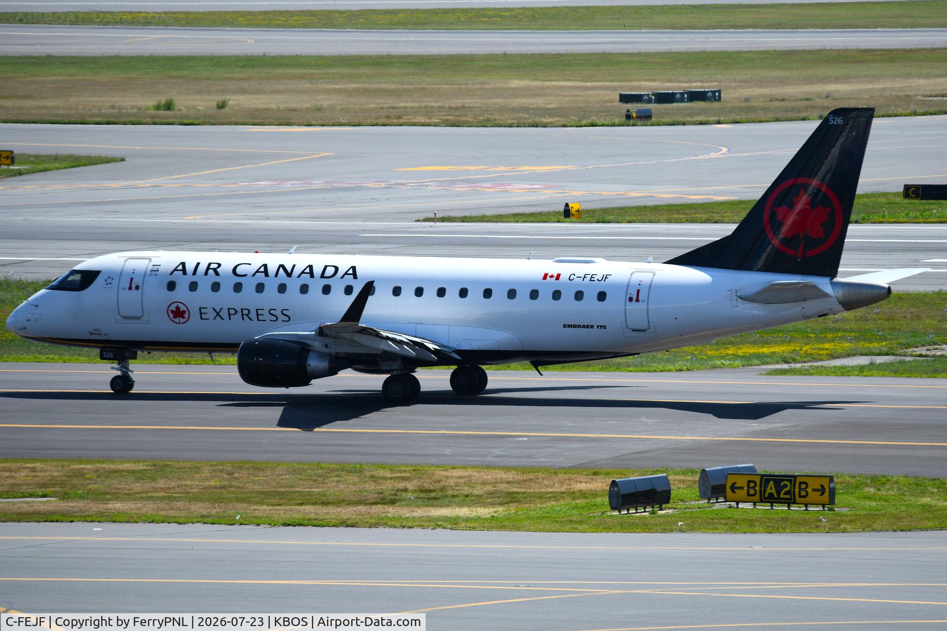 Aircraft C-FEJF, 2005 Embraer 175SU (ERJ-170-200SU), c/n 17000091, Air Canada Express ERJ175, at KBOS, photo by FerryPNL