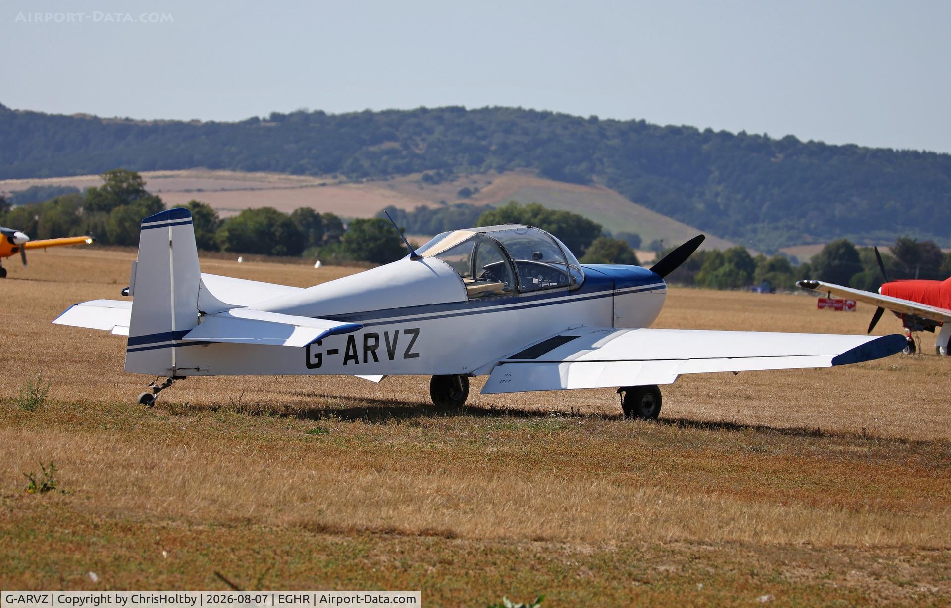 Aircraft G-ARVZ, 1962 Rollason Druine D-62B Condor, c/n RAE/606, Parked at Goodwood, at EGHR, photo by ChrisHoltby