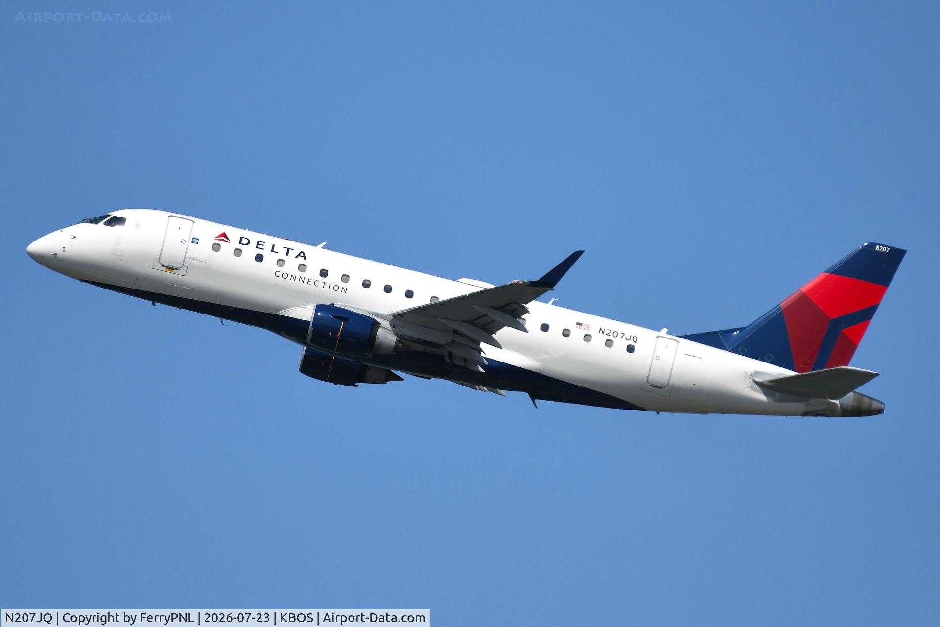 Aircraft N207JQ, 2008 Embraer 175LR (ERJ-170-200LR), c/n 17000254, Delta Connection ERJ175, at KBOS, photo by FerryPNL