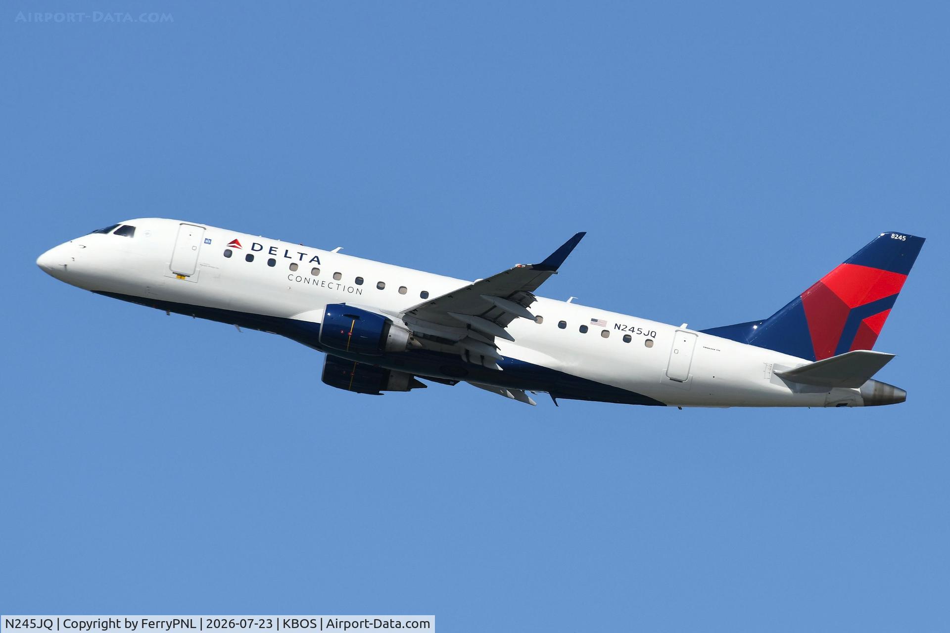 Aircraft N245JQ, 2008 Embraer 175LR (ERJ-170-200LR), c/n 17000259, ERJ175 of Delta departing, at KBOS, photo by FerryPNL
