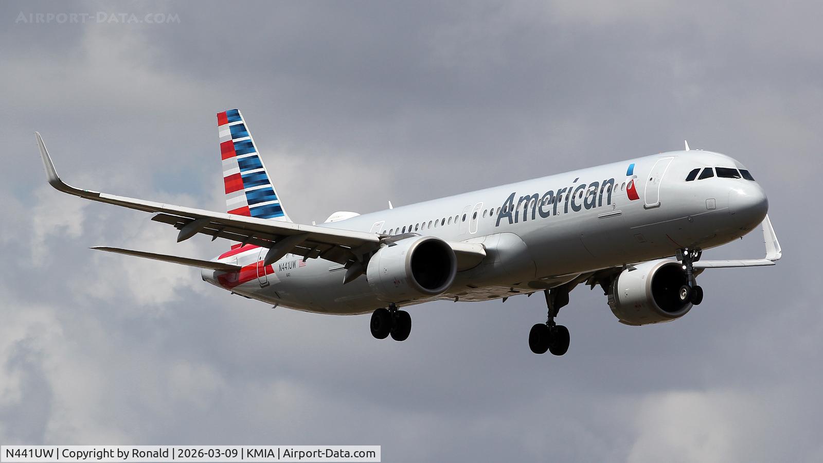 Aircraft N441UW, 2021 Airbus A321-253NX, c/n 10684, at mia, at KMIA, photo by Ronald