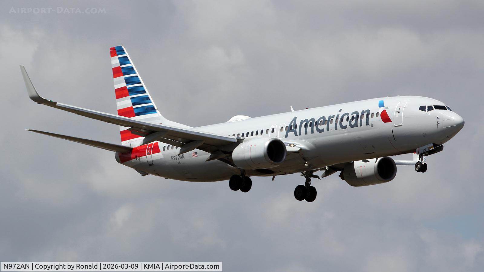 Aircraft N972AN, 2001 Boeing 737-823, c/n 30097, at mia, at KMIA, photo by Ronald