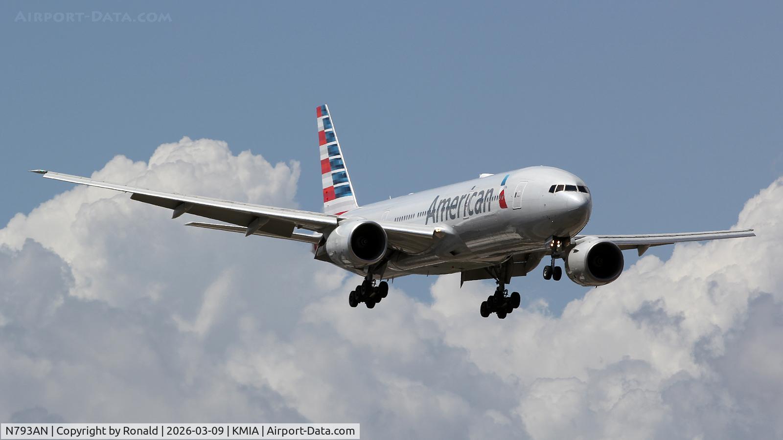 Aircraft N793AN, 2000 Boeing 777-223, c/n 30255, at mia, at KMIA, photo by Ronald