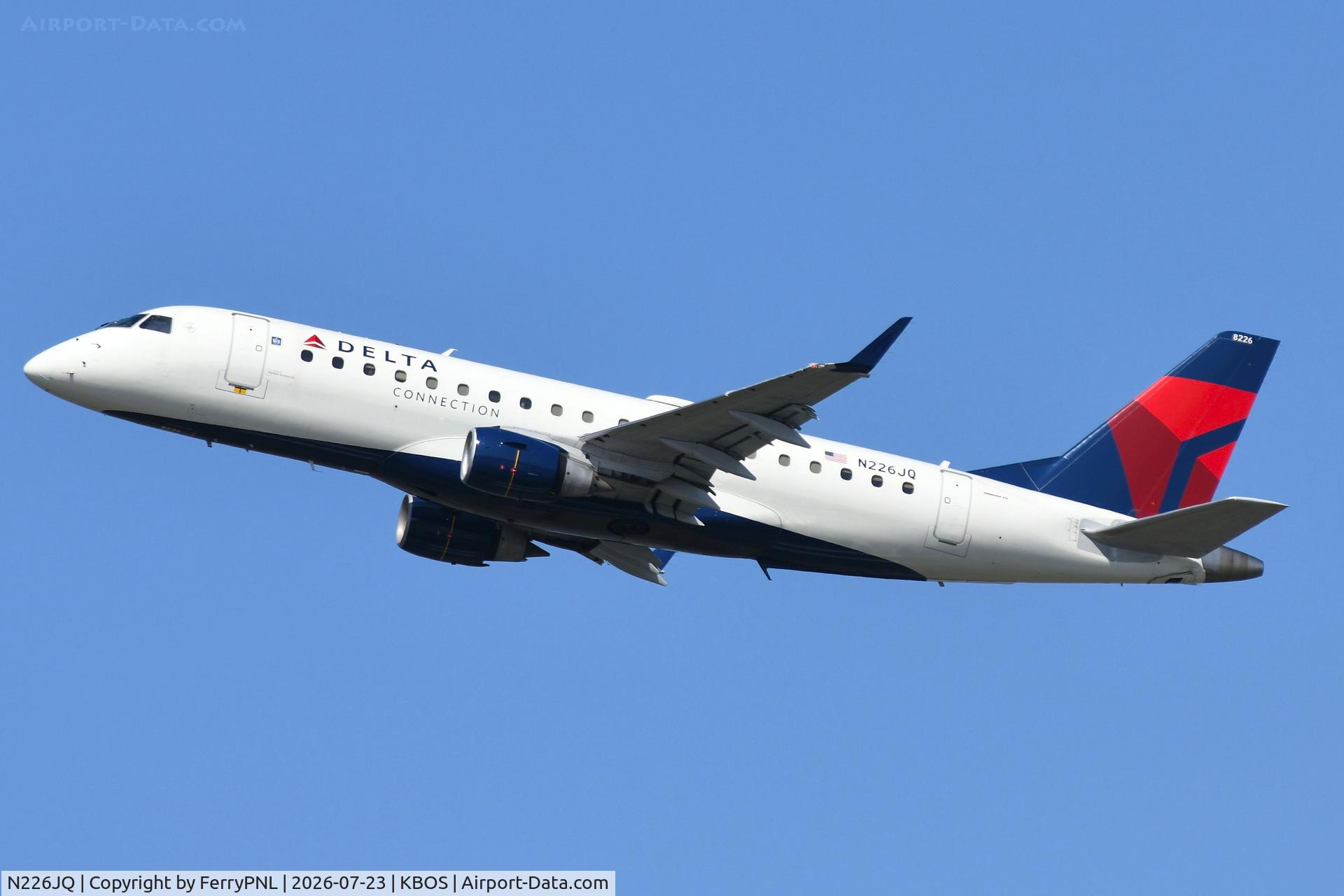 Aircraft N226JQ, 2008 Embraer E170-200LR, c/n 17000213, Delta connection ERJ175 departing, at KBOS, photo by FerryPNL