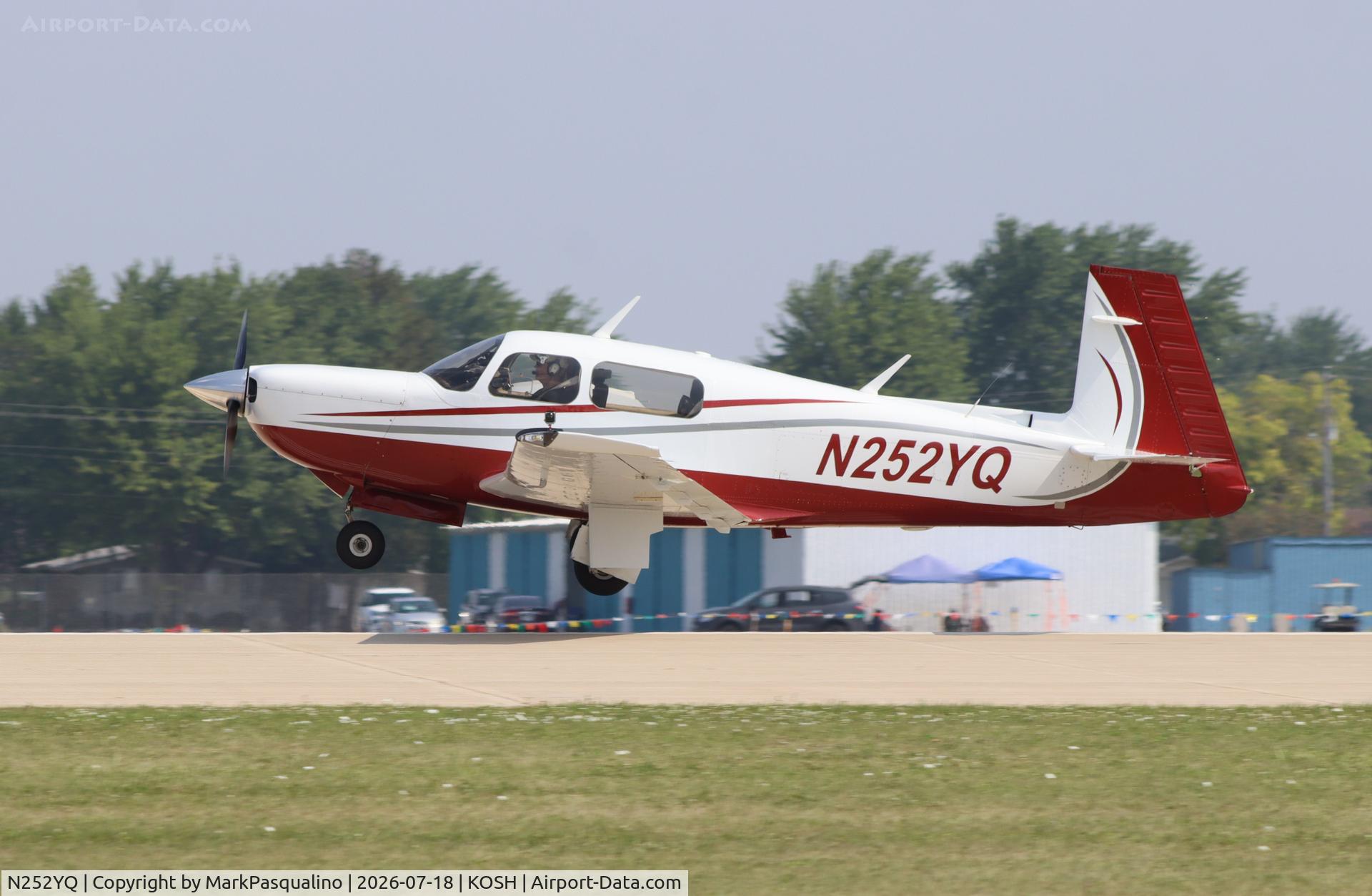 Aircraft N252YQ, 1987 Mooney M20K, c/n 25-1085, Mooney M20K, at KOSH, photo by MarkPasqualino