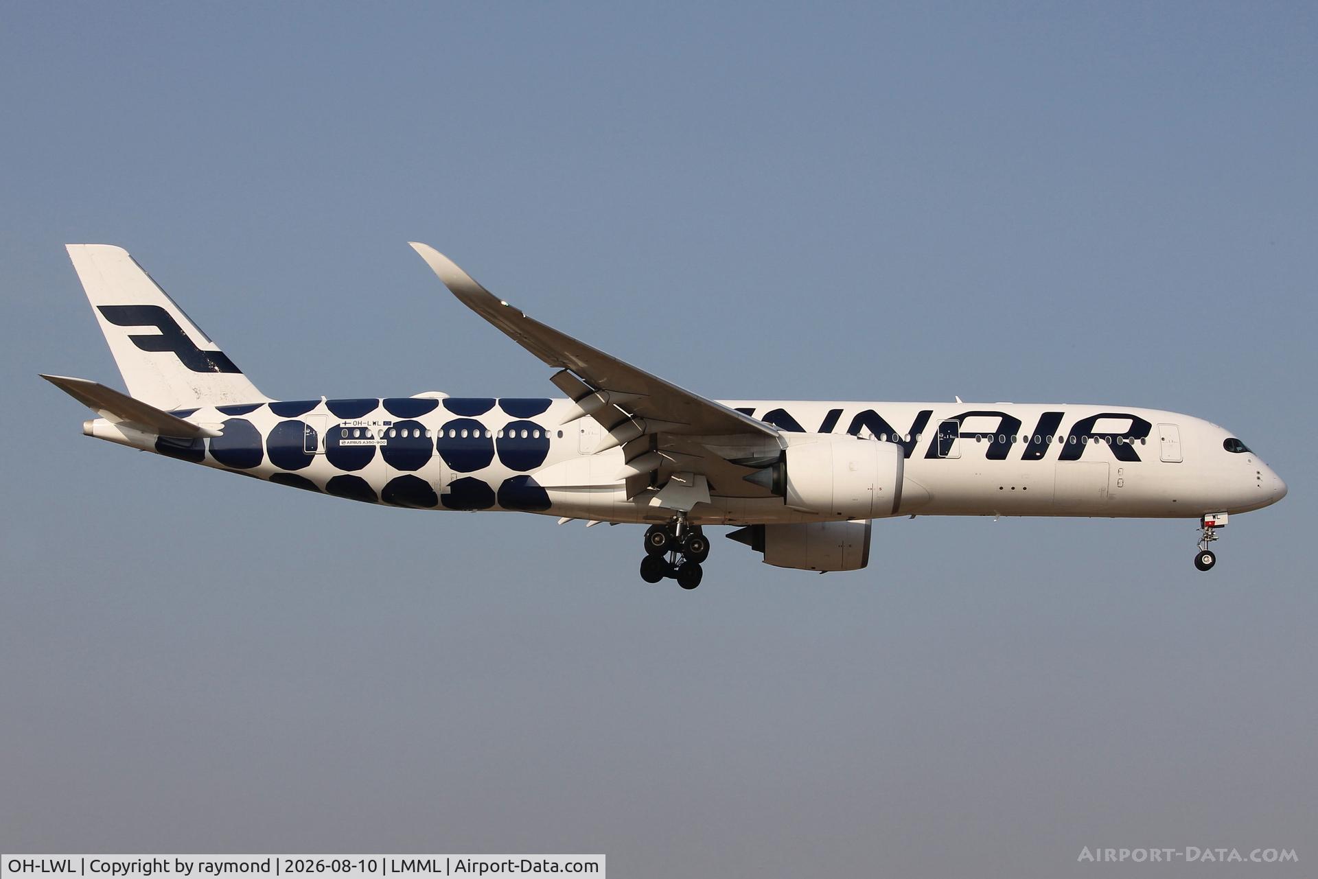Aircraft OH-LWL, 2017 Airbus A350-941, c/n 0134, Finnair Airbus A350-941 reg OH-LWL in special livery landing in Malta RW31 to receive maintenance from LT Malta., at LMML, photo by raymond