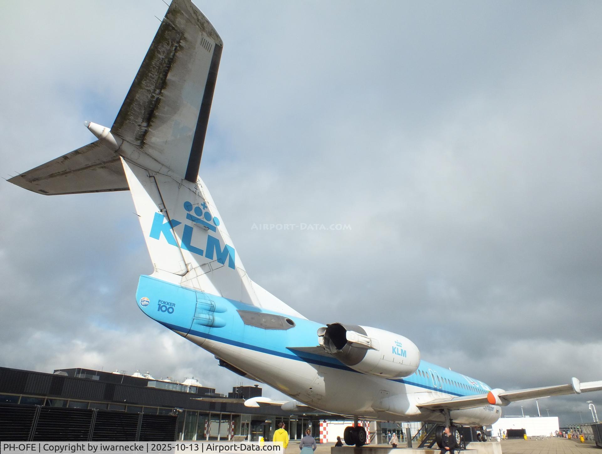 Aircraft PH-OFE, 1989 Fokker 100 (F-28-0100), c/n 11260, Fokker 100 preserved at Schiphol airport AMS, photo by iwarnecke