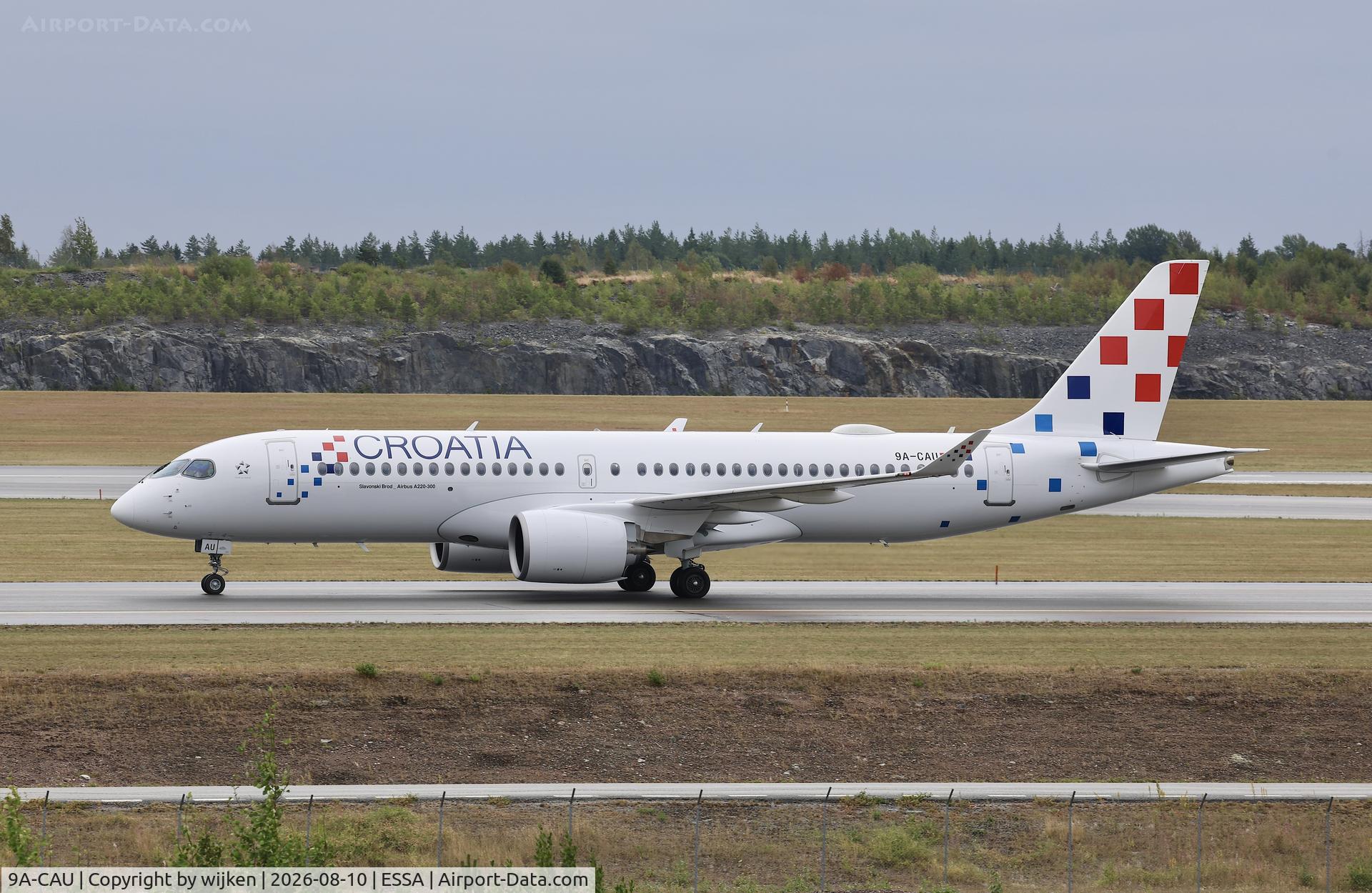 Aircraft 9A-CAU, 2026 Airbus A220-300, c/n 55473, Twy W, at ESSA, photo by wijken
