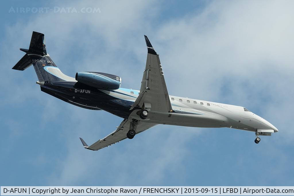 Aircraft D-AFUN, 2013 Embraer EMB-135BJ Legacy 650, c/n 14501168, VistaJet, at LFBD, photo by Jean Christophe Ravon / FRENCHSKY