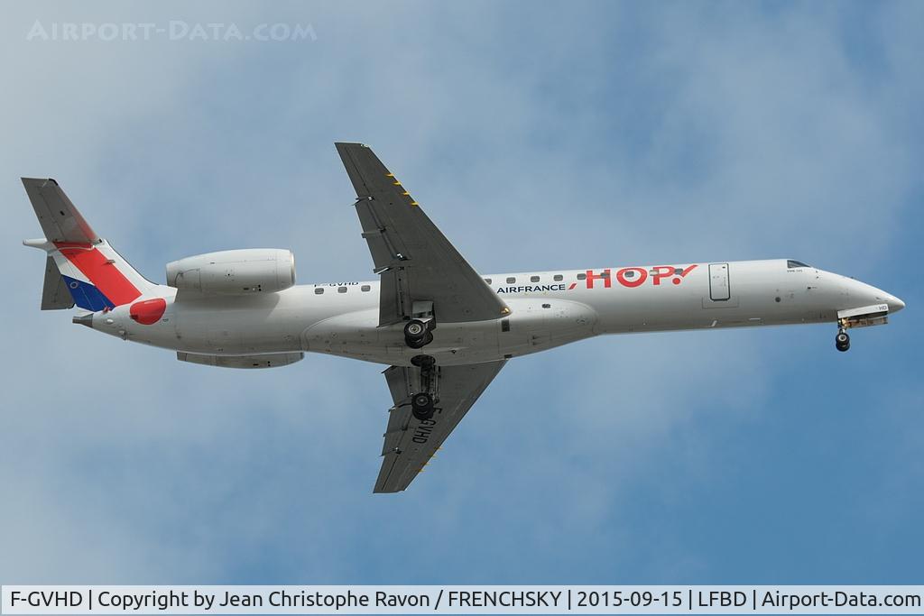 Aircraft F-GVHD, 1999 Embraer ERJ-145LR (EMB-145LR), c/n 145178, now TJ-ZBS Fly ZeJet, at LFBD, photo by Jean Christophe Ravon / FRENCHSKY