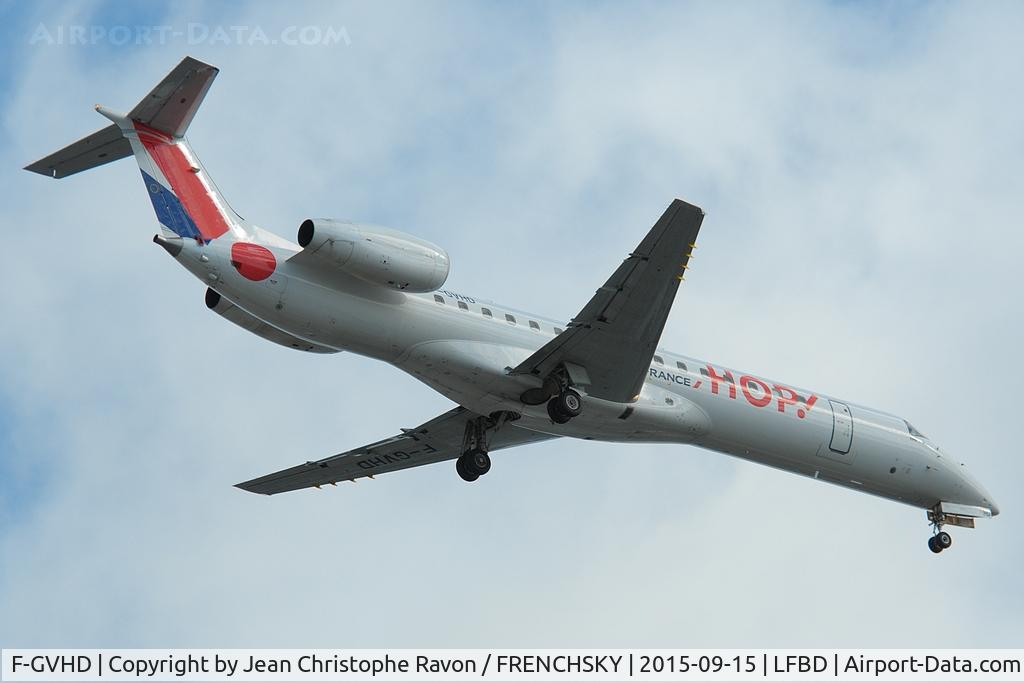 Aircraft F-GVHD, 1999 Embraer ERJ-145LR (EMB-145LR), c/n 145178, now TJ-ZBS Fly ZeJet, at LFBD, photo by Jean Christophe Ravon / FRENCHSKY