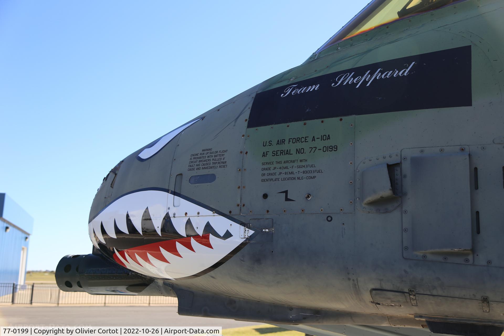 Aircraft 77-0199, 1977 Fairchild Republic A-10A Thunderbolt II, c/n A10-0124, data markings, photo by Olivier Cortot