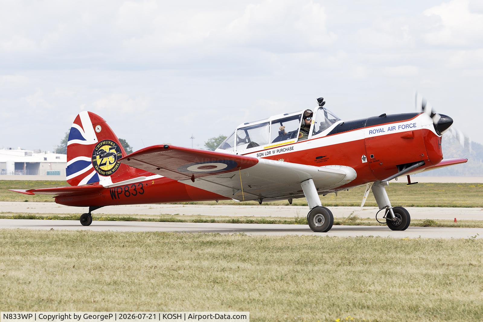 Aircraft N833WP, 1952 De Havilland DHC-1 Chipmunk T.10, c/n C1/0714, Airventure 2026., at KOSH, photo by GeorgeP