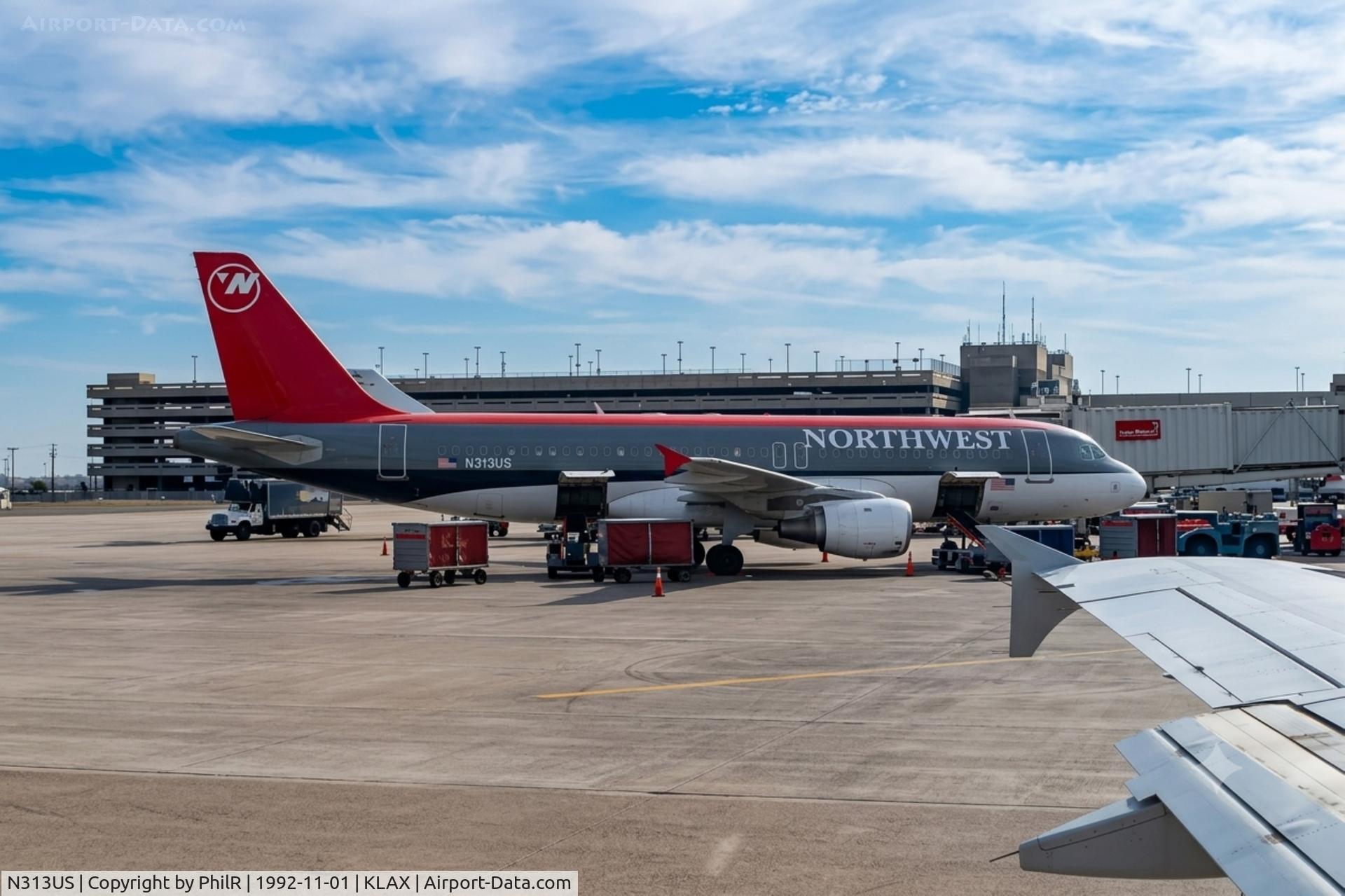 Aircraft N313US, 1990 Airbus A320-211, c/n 153, N313US 1990 A320-200 Northwest LAX, at KLAX, photo by PhilR