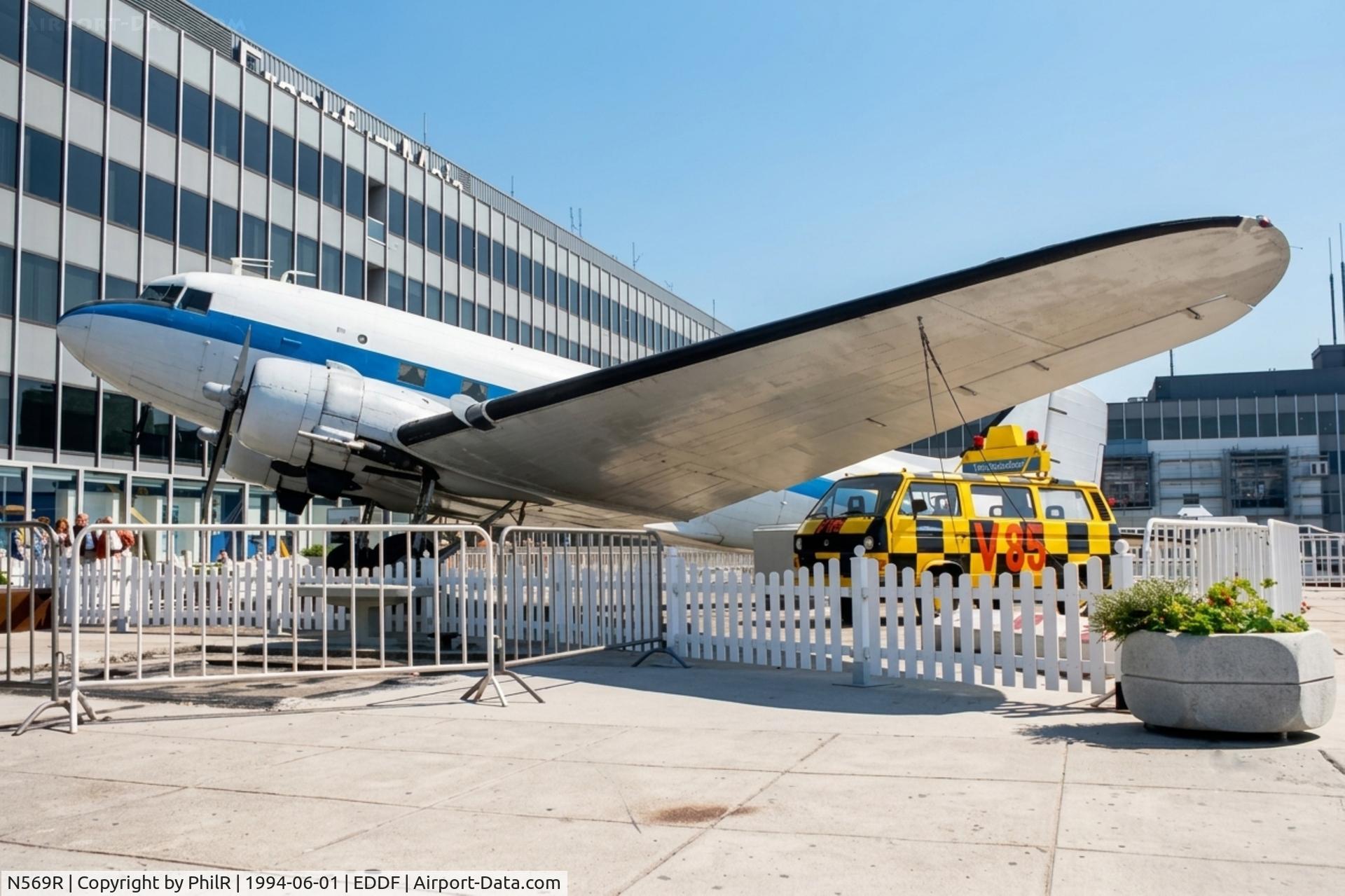 Aircraft N569R, 1941 Douglas C-53-DO, c/n 4828, N569R 1942 C-53B FRA Terminal Roof, at EDDF, photo by PhilR