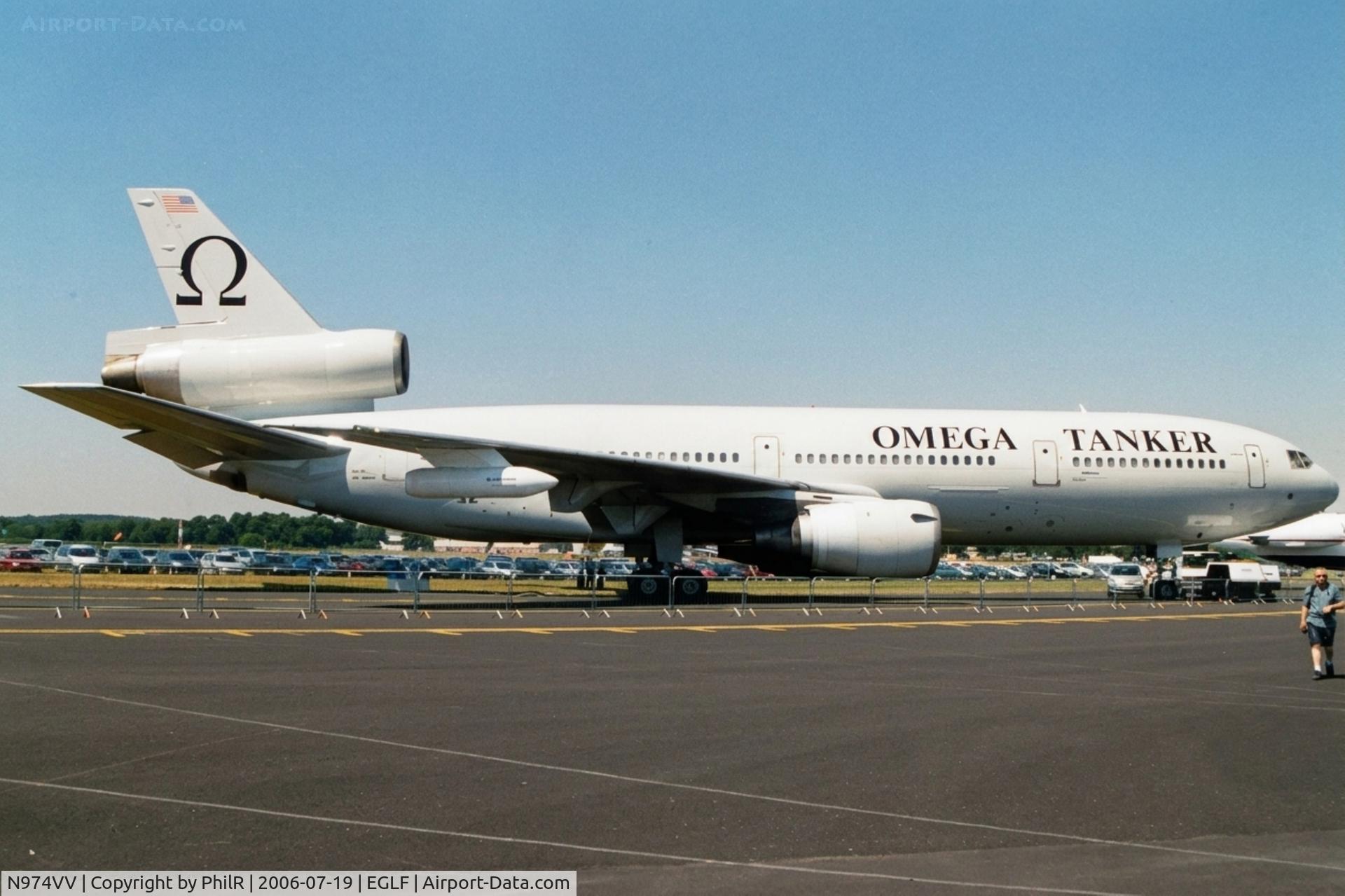 Aircraft N974VV, 1979 Douglas KDC-10-40l, c/n 46974 l/n 274, N974VV 1979 DC-10-40 Omega SBAC, at EGLF, photo by PhilR