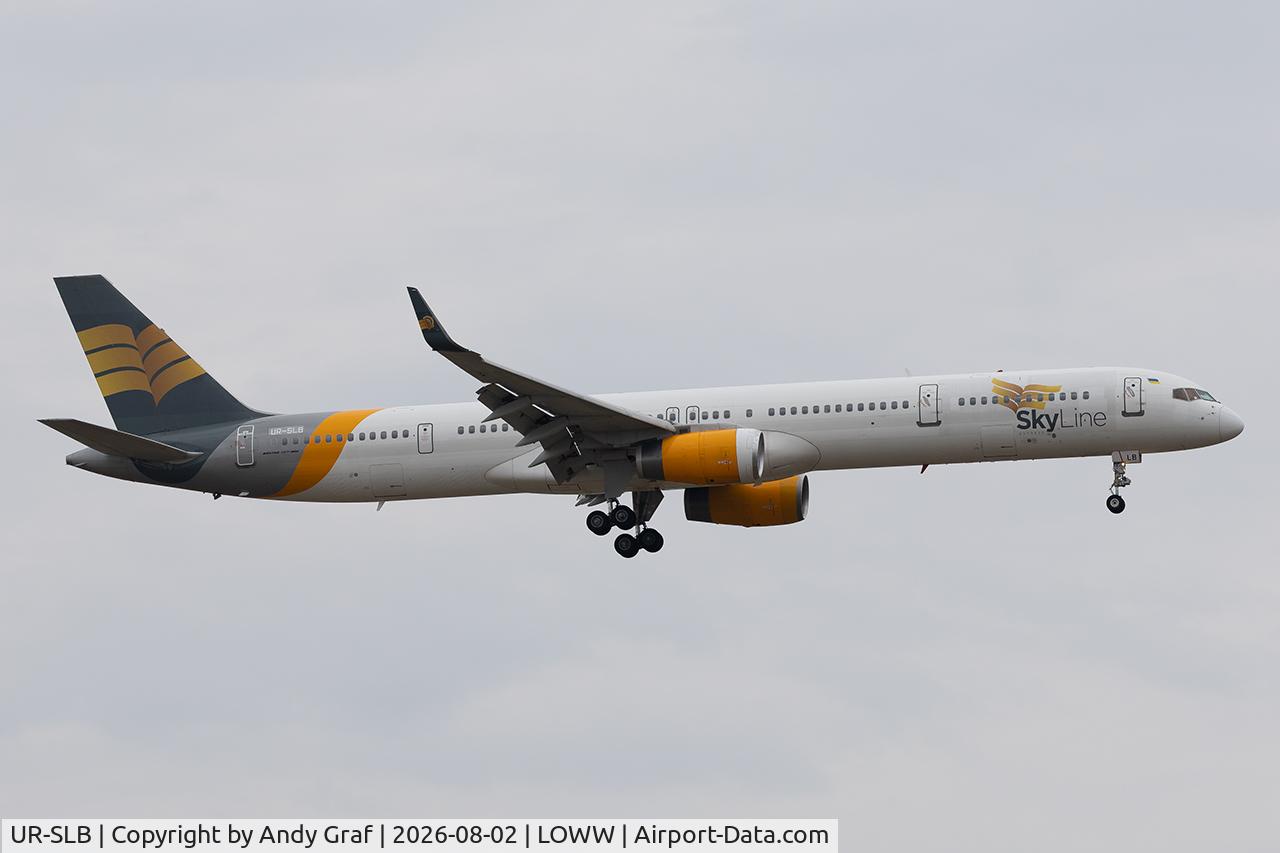 Aircraft UR-SLB, 1999 Boeing 757-330(WL), c/n 29013 l/n 846, Skyline 757-300, at LOWW, photo by Andy Graf
