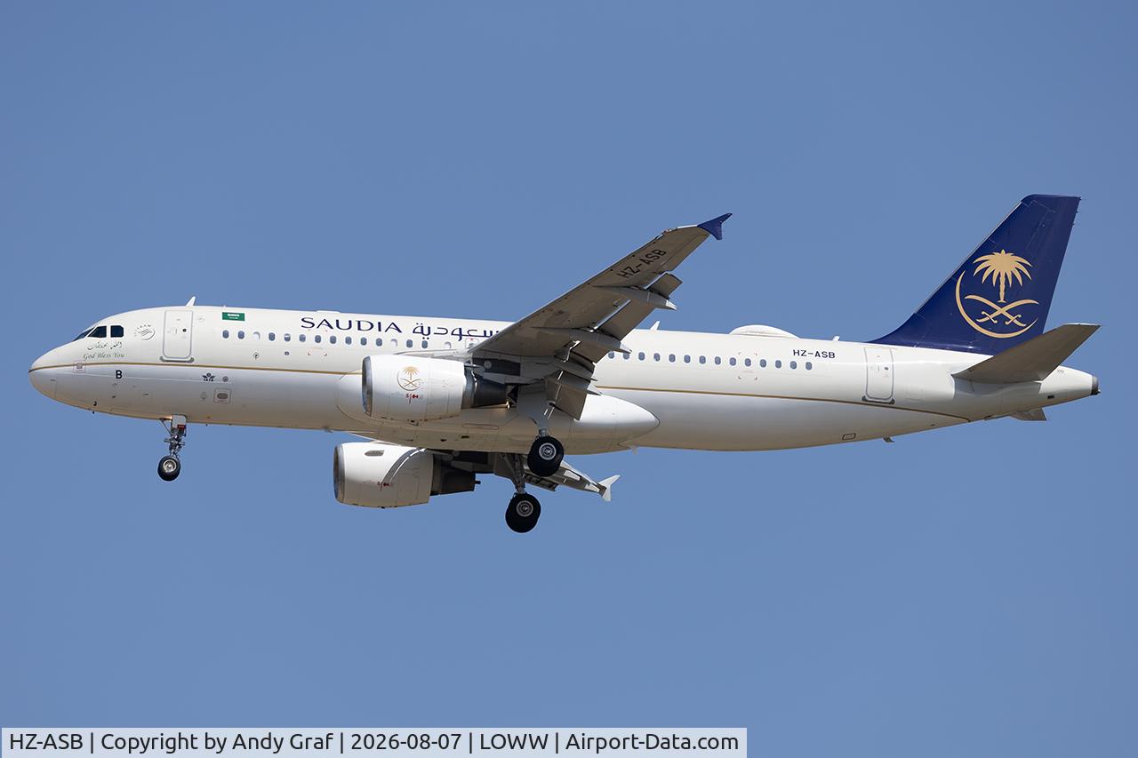 Aircraft HZ-ASB, 2009 Airbus A320-214, c/n 4090, Saudi Arabian A320, at LOWW, photo by Andy Graf