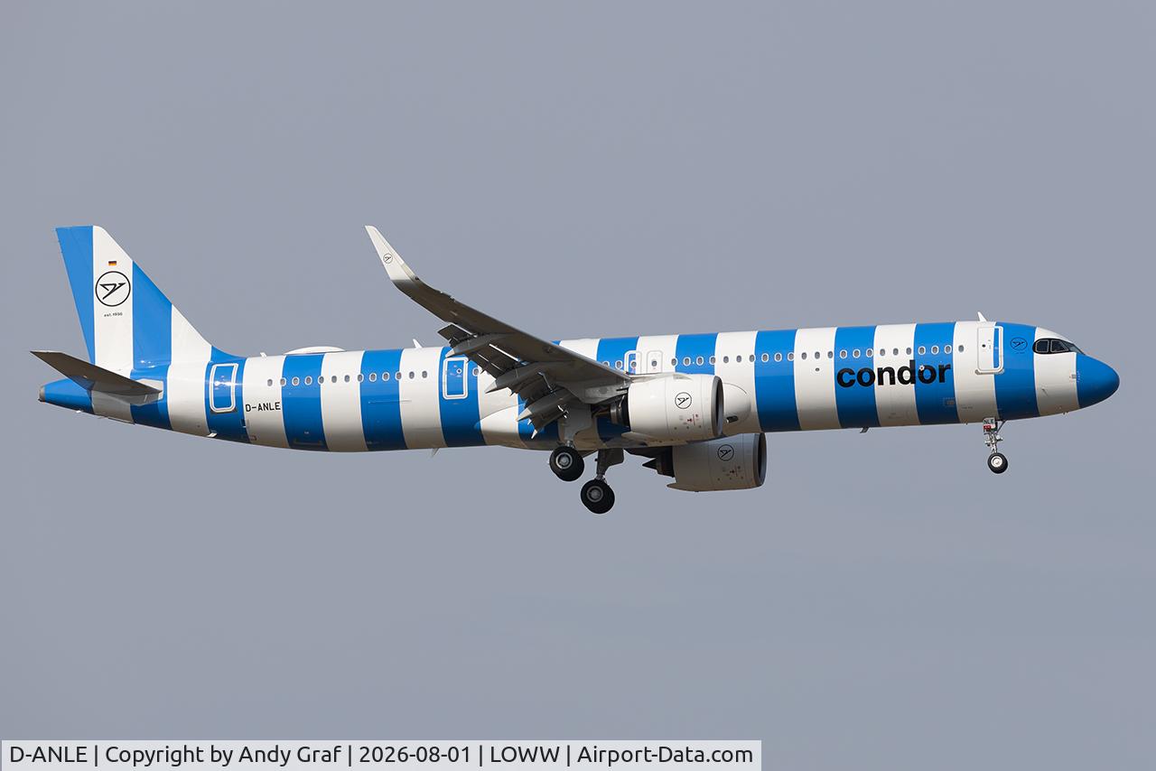 Aircraft D-ANLE, Airbus A321-271NX, c/n 13425, Condor A321N, at LOWW, photo by Andy Graf