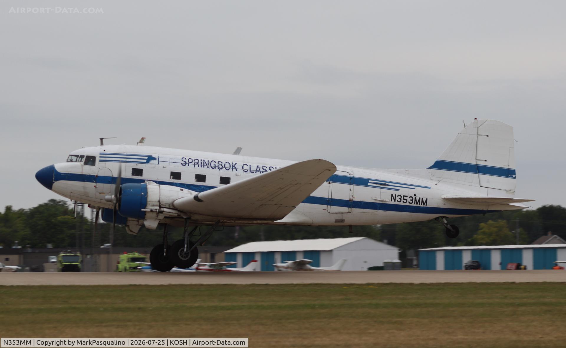 Aircraft N353MM, 1943 Douglas DC-3A-S1C3G (C-53D), c/n 11665, Douglas C-53D, at KOSH, photo by MarkPasqualino