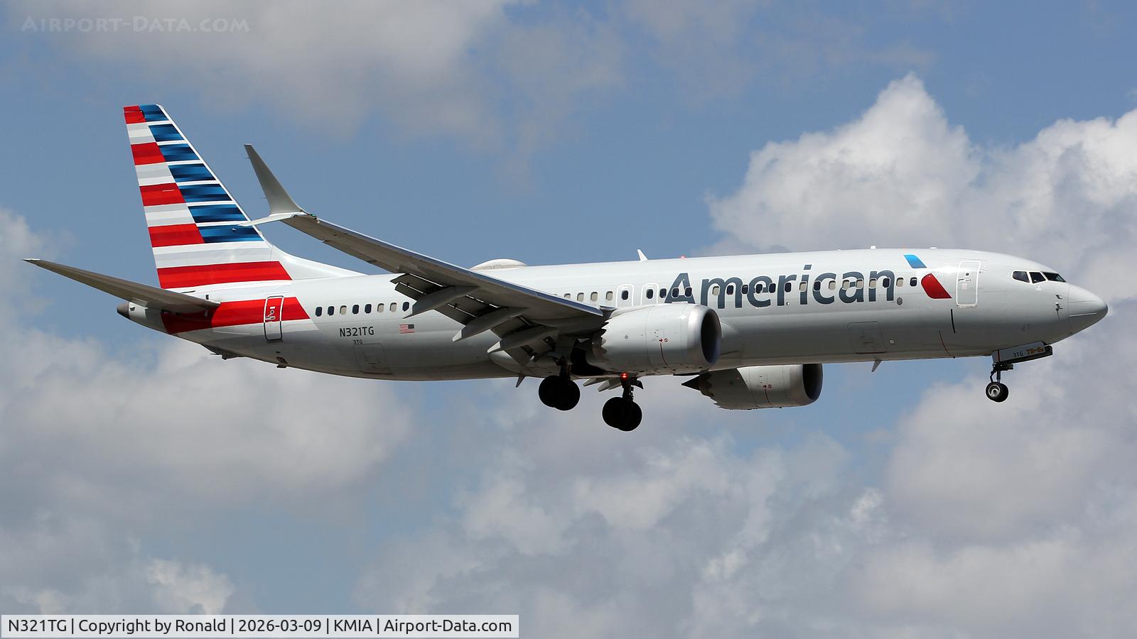 Aircraft N321TG, 2023 Boeing 737-8 MAX, c/n 68101 l/n 8679, at mia, at KMIA, photo by Ronald