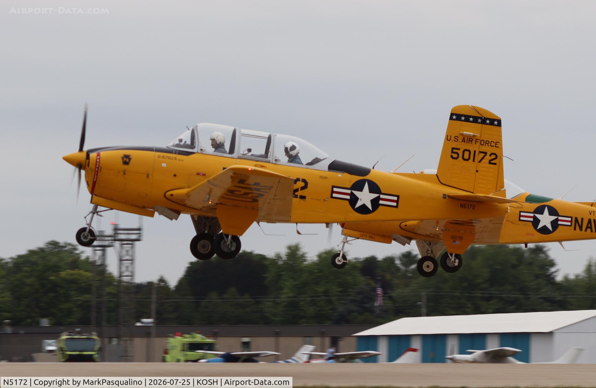 Aircraft N5172, 1955 Beech A45, c/n G-729, Beech T-34A, at KOSH, photo by MarkPasqualino