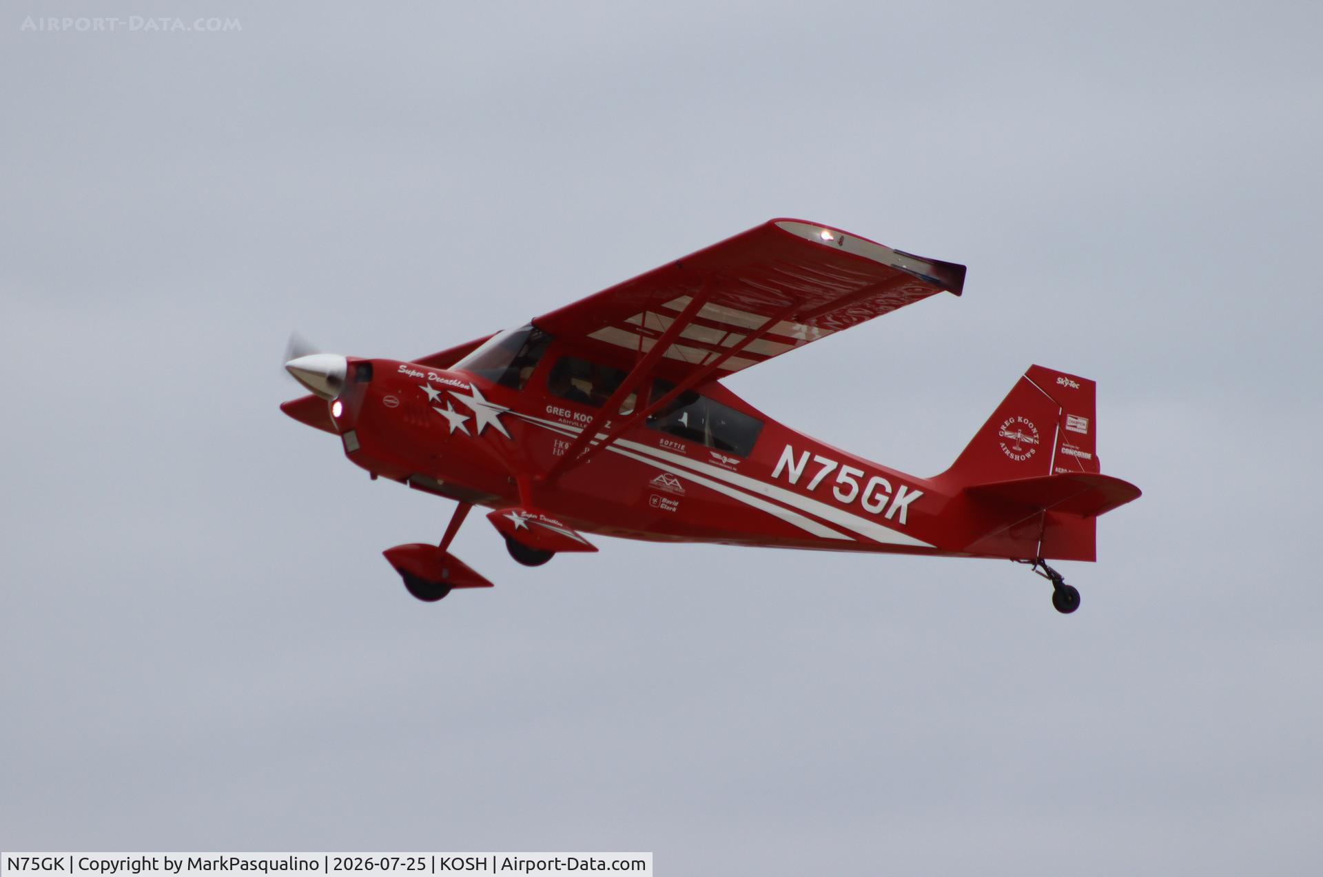 Aircraft N75GK, 2026 American Champion Aircraft 8KCAB, c/n 1229-2026, American Champion 8KCAB, at KOSH, photo by MarkPasqualino
