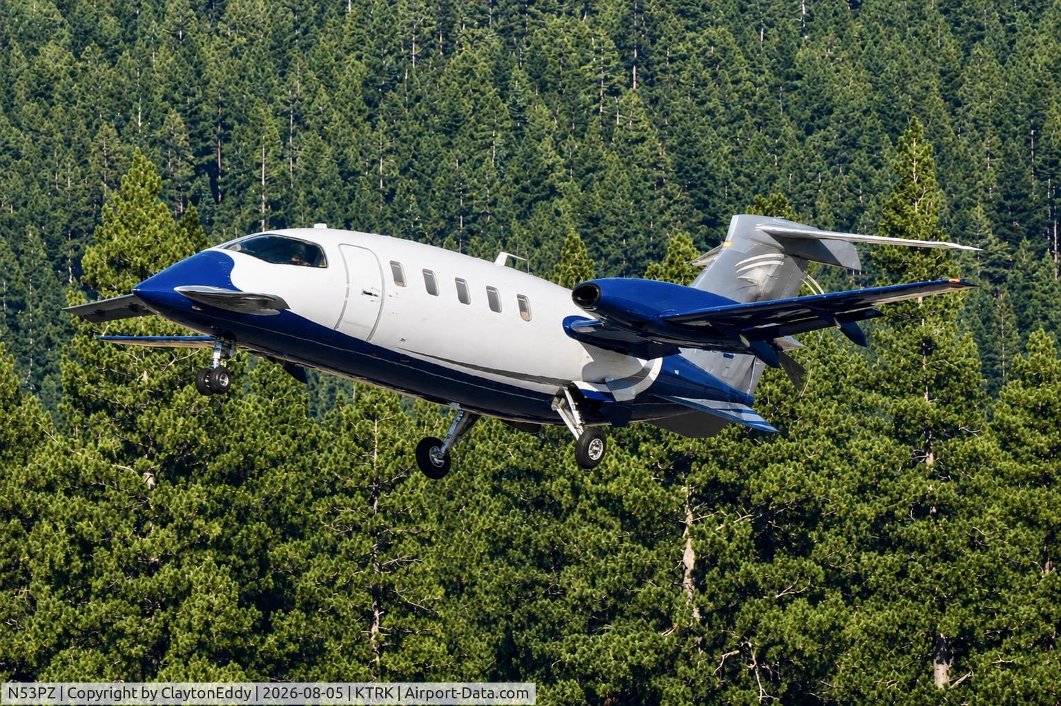 Aircraft N53PZ, 2003 Piaggio P-180 Avanti, c/n 1067, Truckee Tahoe airport in California 2026, at KTRK, photo by ClaytonEddy