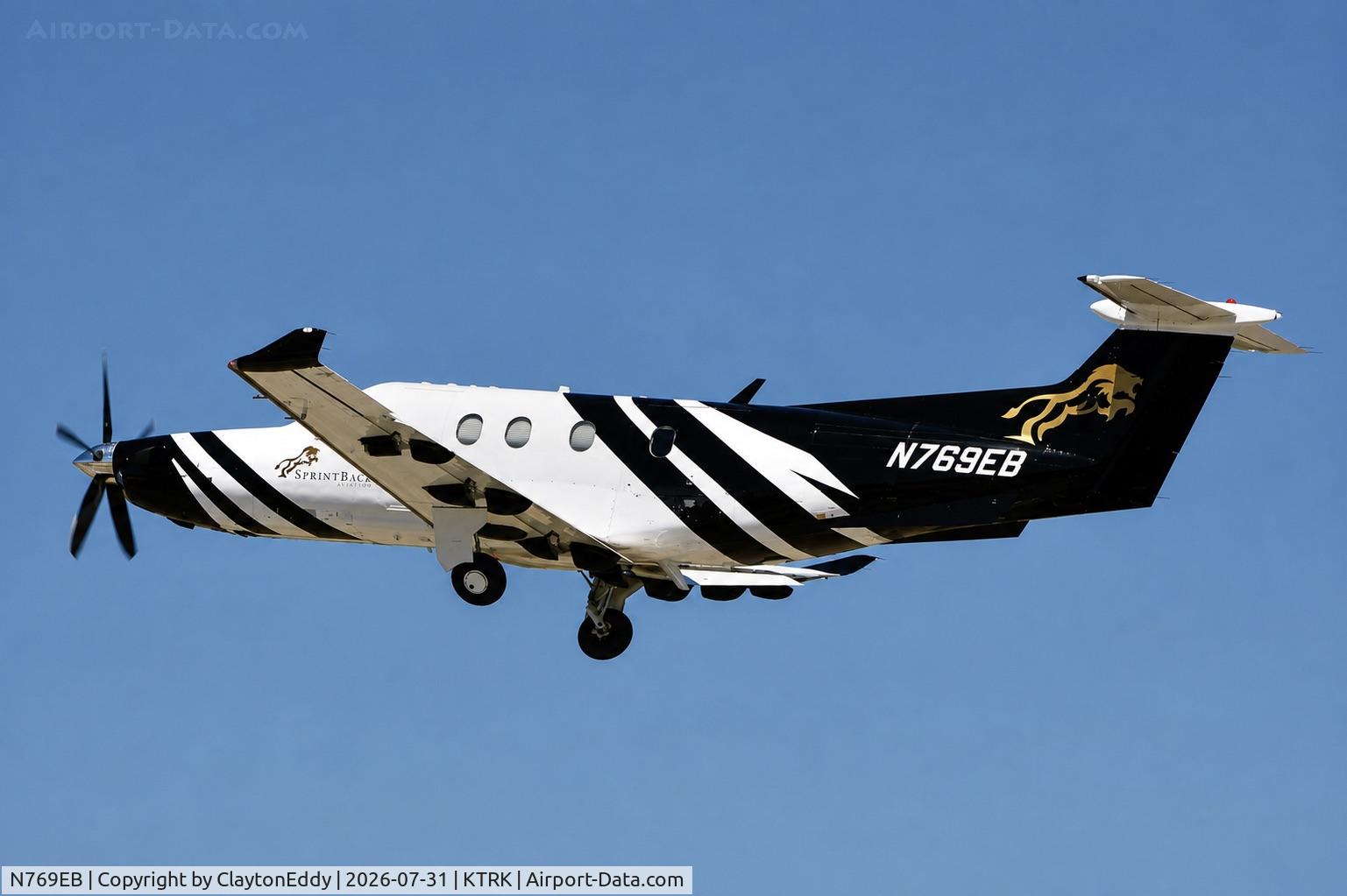 Aircraft N769EB, 2006 Pilatus Aircraft LTD PC-12/47, c/n 769, Truckee Tahoe airport in California 2026., at KTRK, photo by ClaytonEddy