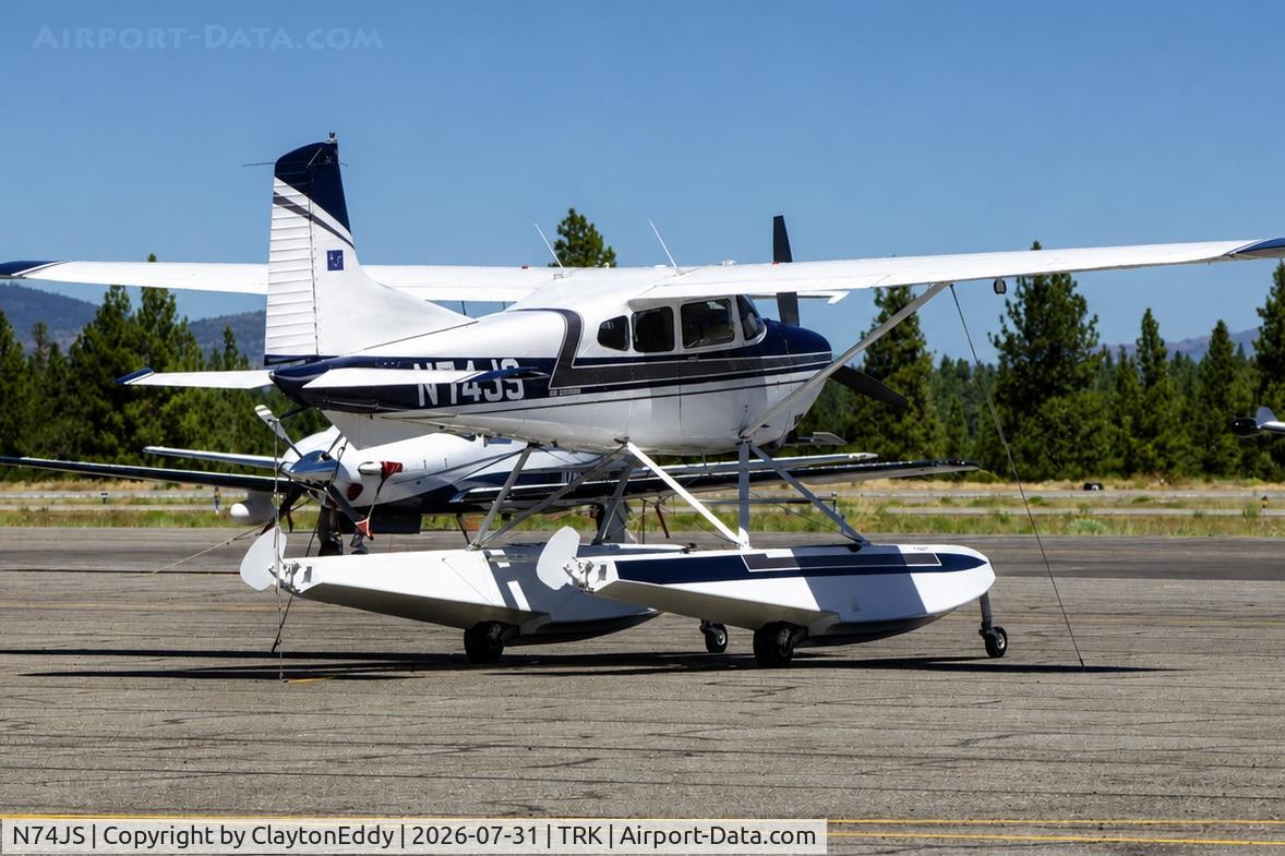 Aircraft N74JS, 1987 Cessna A185F Skywagon Skywagon 185, c/n 18504139, Truckee Tahoe airport in California 2026., at TRK, photo by ClaytonEddy