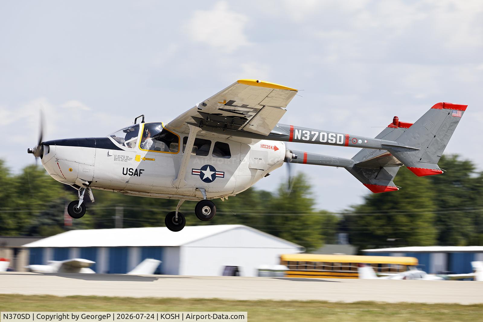 Aircraft N370SD, 1969 Cessna O-2A Super Skymaster Super Skymaster, c/n 337M-0457, Airventure 2026., at KOSH, photo by GeorgeP