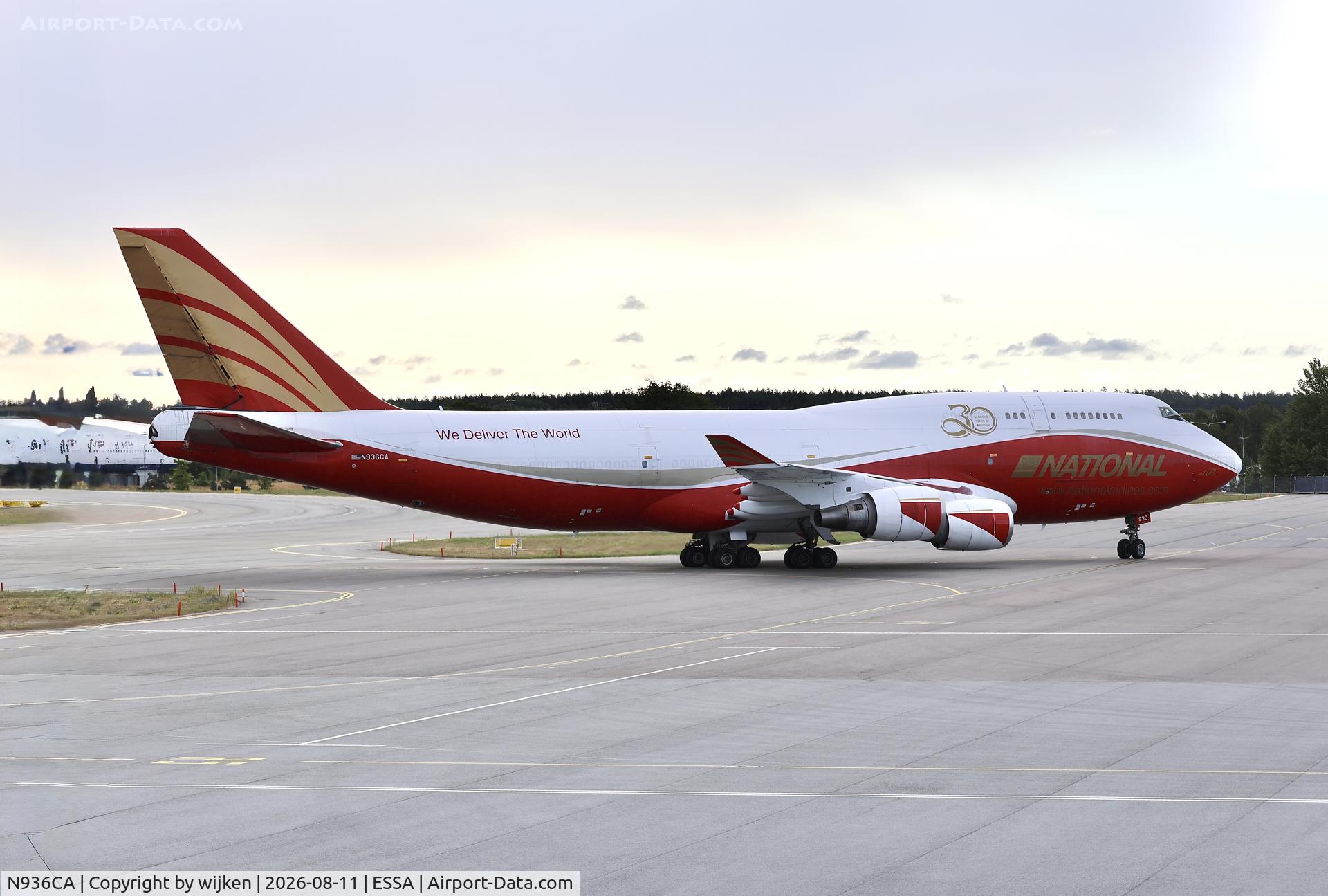 Aircraft N936CA, 1991 Boeing 747-446(F), c/n 25308, Twy U, at ESSA, photo by wijken