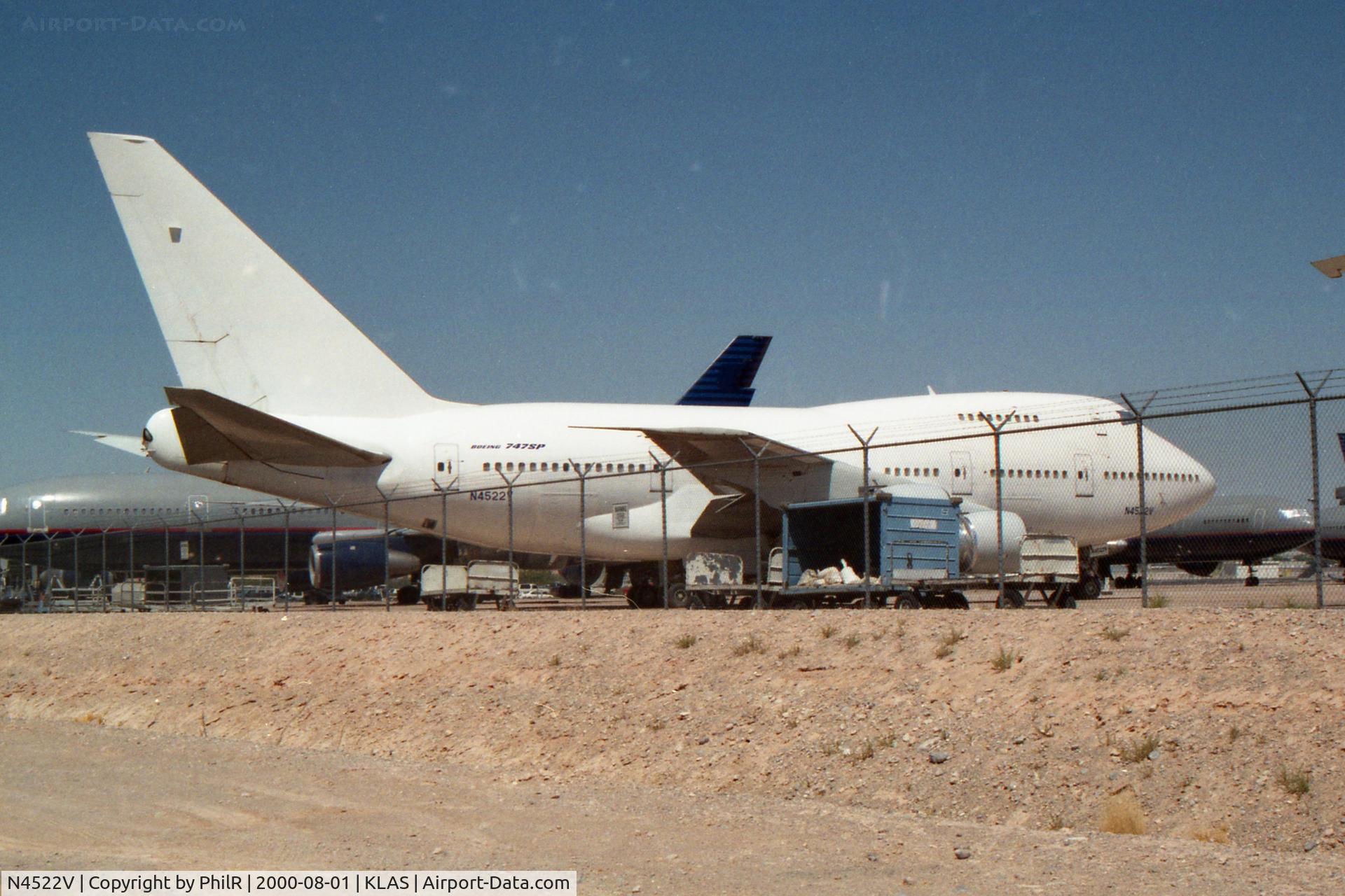 Aircraft N4522V, 1982 Boeing 747SP-09, c/n 22805, N4522V 1982 B747SP McCarran Airport LAS, at KLAS, photo by PhilR