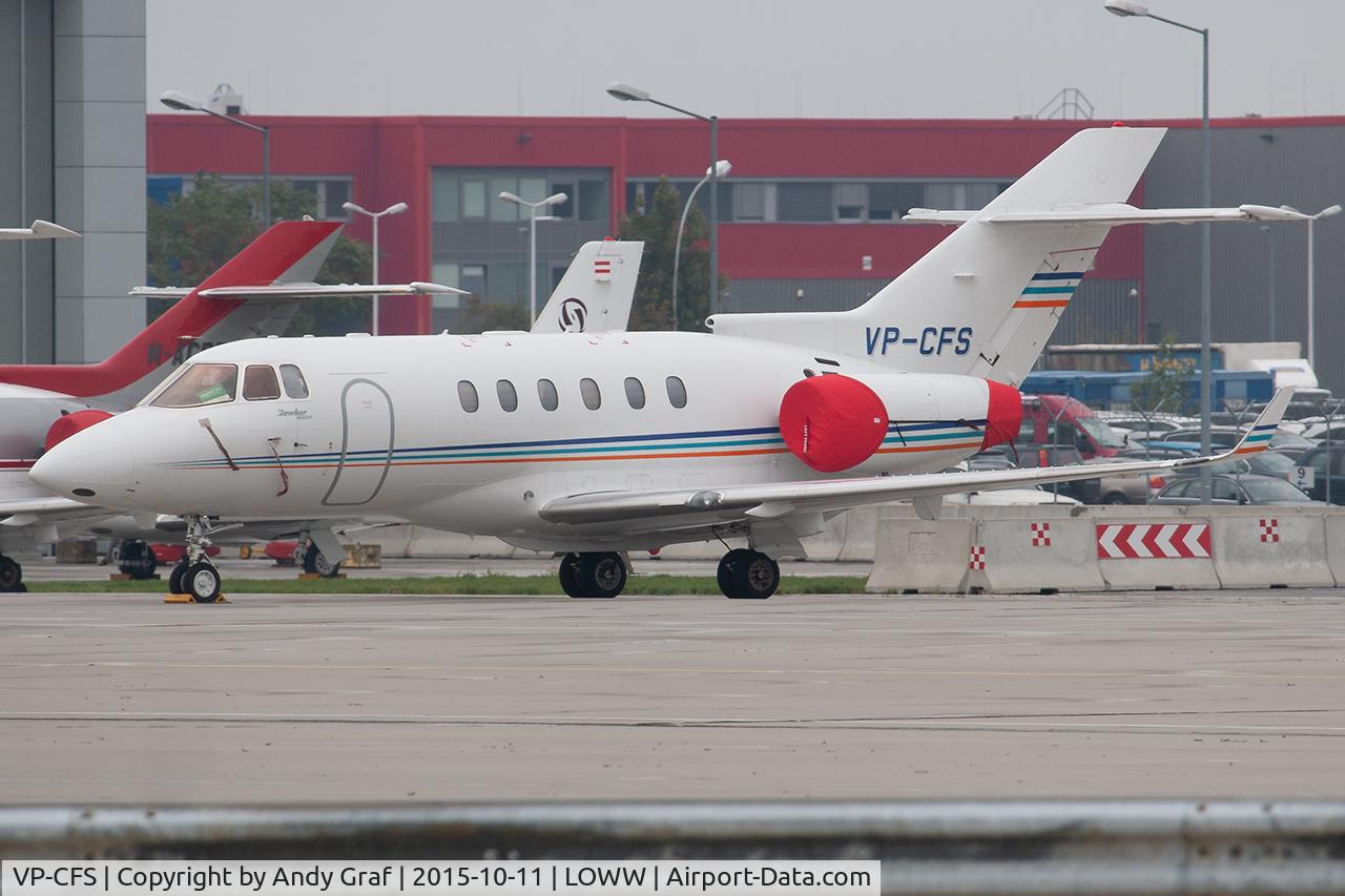 Aircraft VP-CFS, 2002 Raytheon Hawker 800XP, c/n 258582, Untitled Raytheon 800, at LOWW, photo by Andy Graf