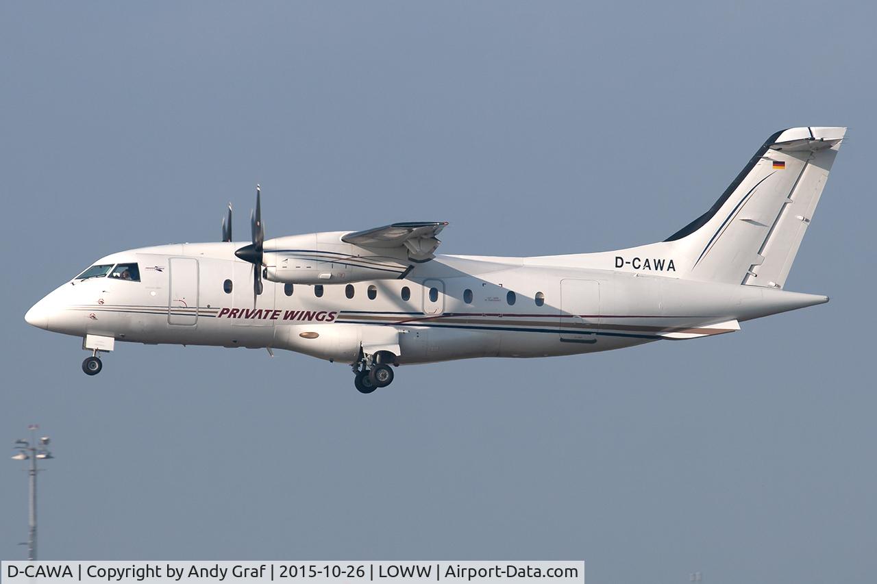 Aircraft D-CAWA, 1999 Dornier 328-110, c/n 3119, Private Wings Do328, at LOWW, photo by Andy Graf