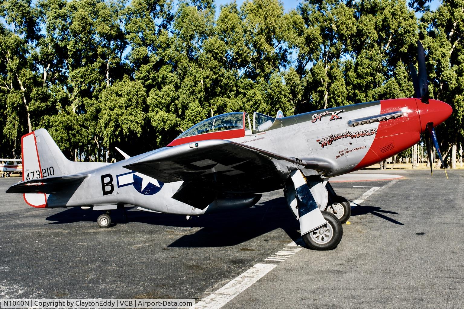 Aircraft N1040N, North American F-51D Mustang, c/n 44-73210N, Mircale Maker Nut Tree airport in Vacaville California 1980's, at VCB, photo by ClaytonEddy