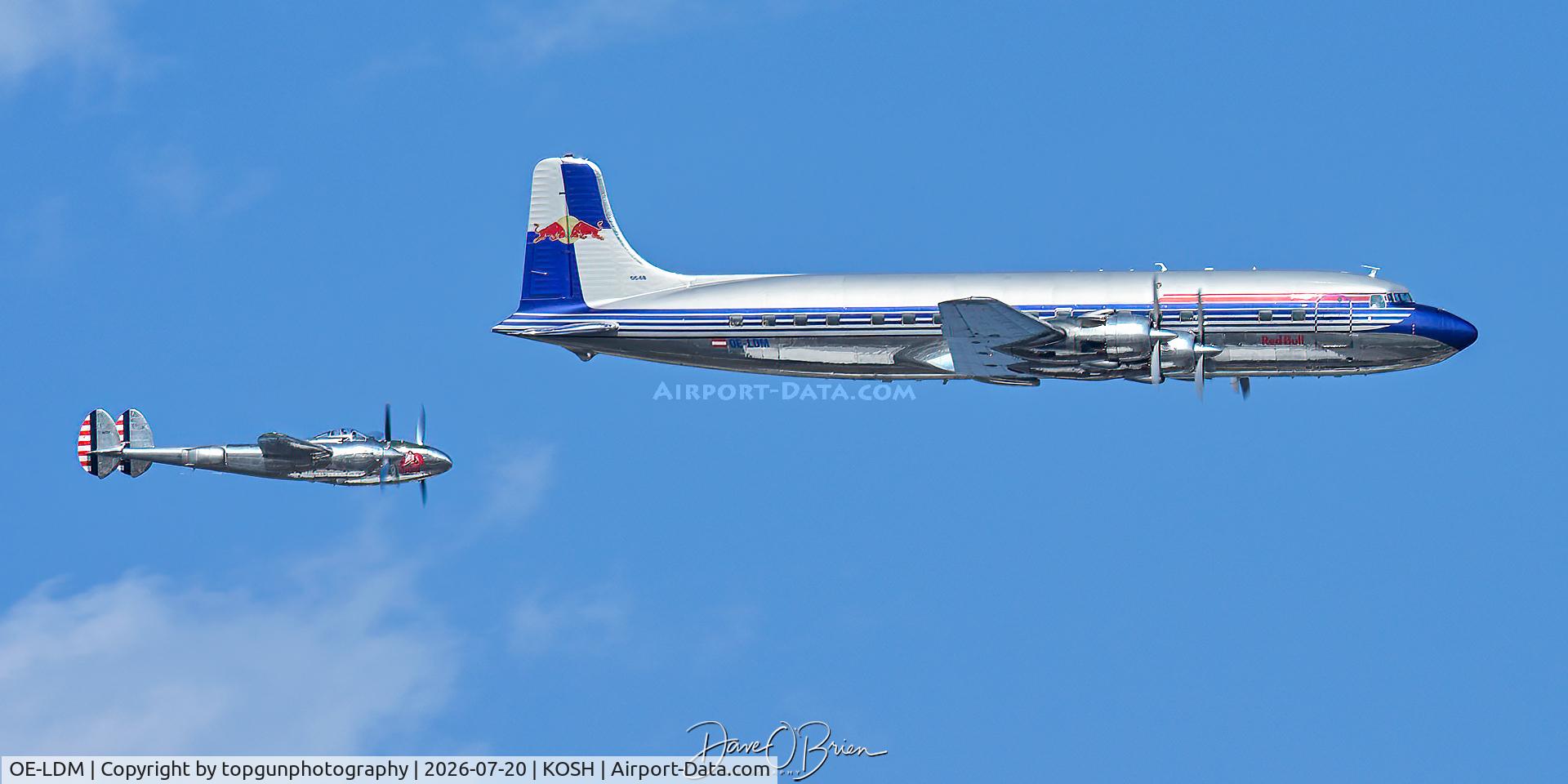 Aircraft OE-LDM, 1958 Douglas DC-6B, c/n 45563 l/n 1034, Red Bull aircraft, at KOSH, photo by topgunphotography