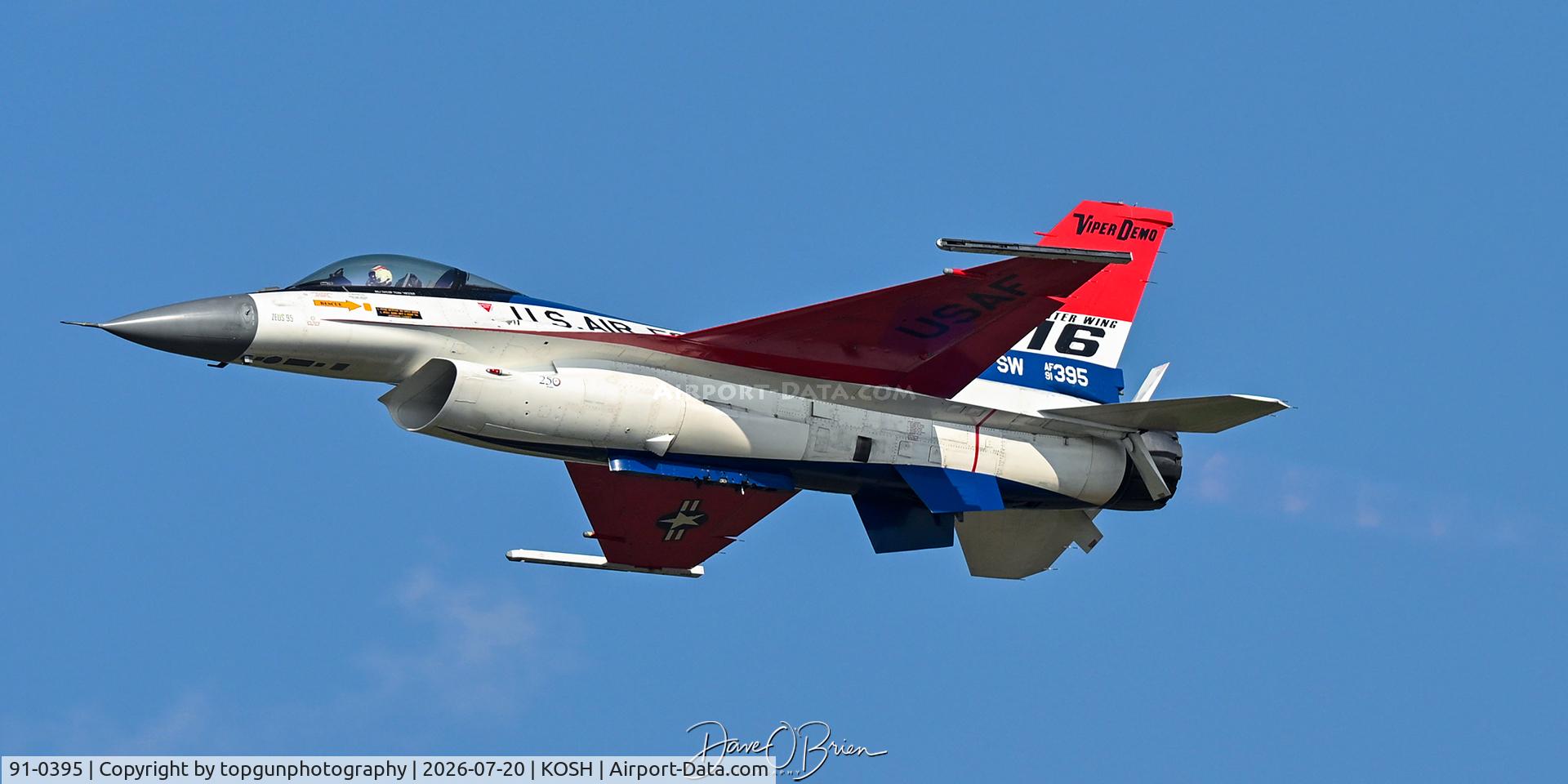 Aircraft 91-0395, 1991 General Dynamics F-16CM Fighting Falcon, c/n CC-93, Viper Demo, at KOSH, photo by topgunphotography
