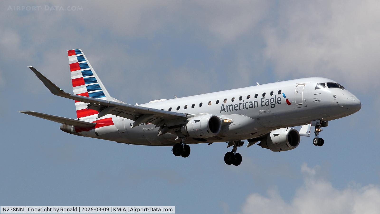 Aircraft N238NN, 2016 Embraer 175LR (ERJ-170-200LR), c/n 17000584, at mia, at KMIA, photo by Ronald