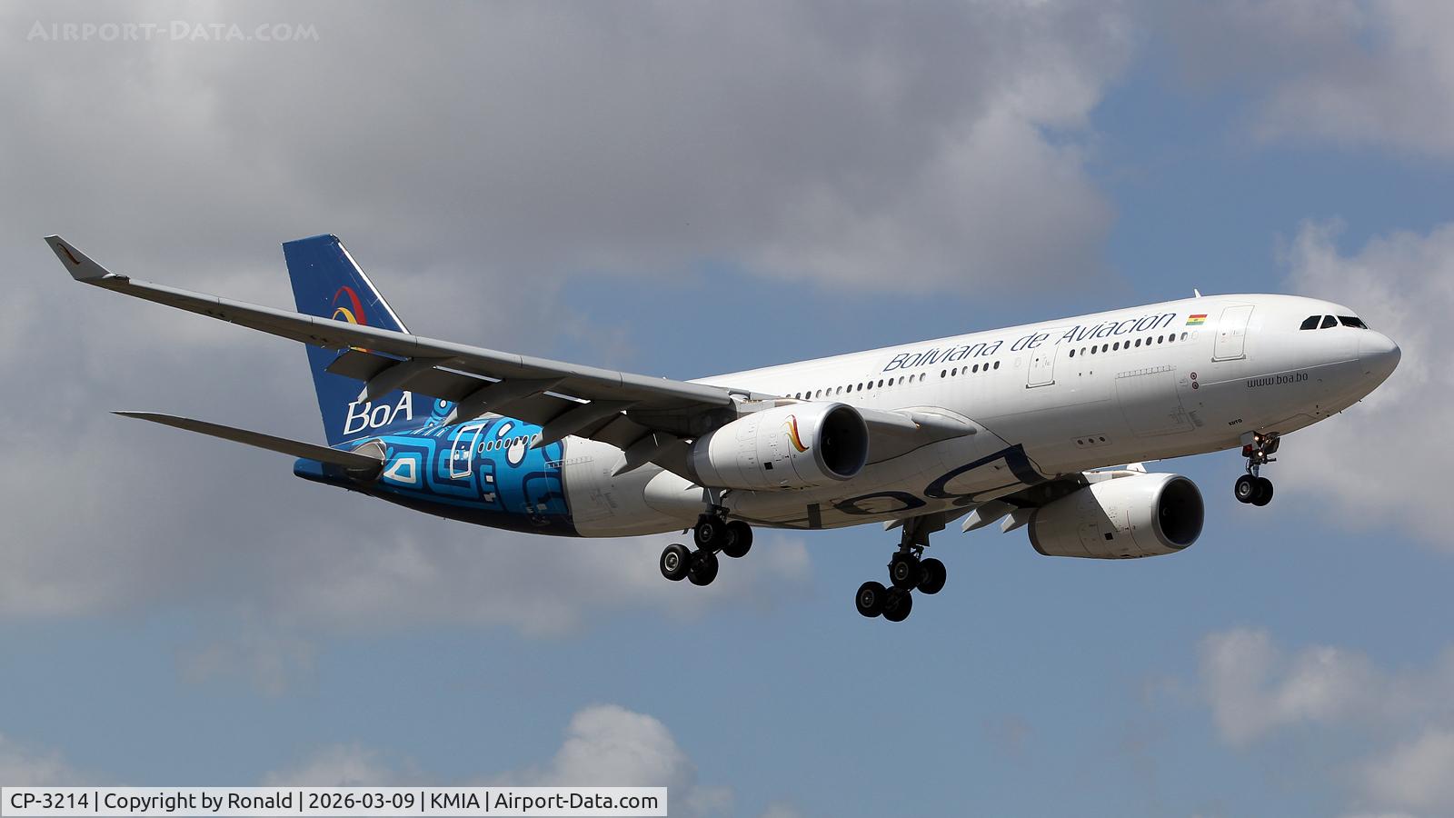 Aircraft CP-3214, 2012 Airbus A330-243, c/n 1306, at mia, at KMIA, photo by Ronald