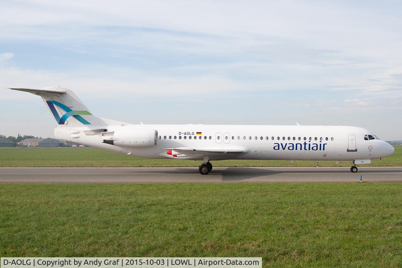 Aircraft D-AOLG, 1993 Fokker 100 (F-28-0100), c/n 11452, Avantiair F100, at LOWL, photo by Andy Graf