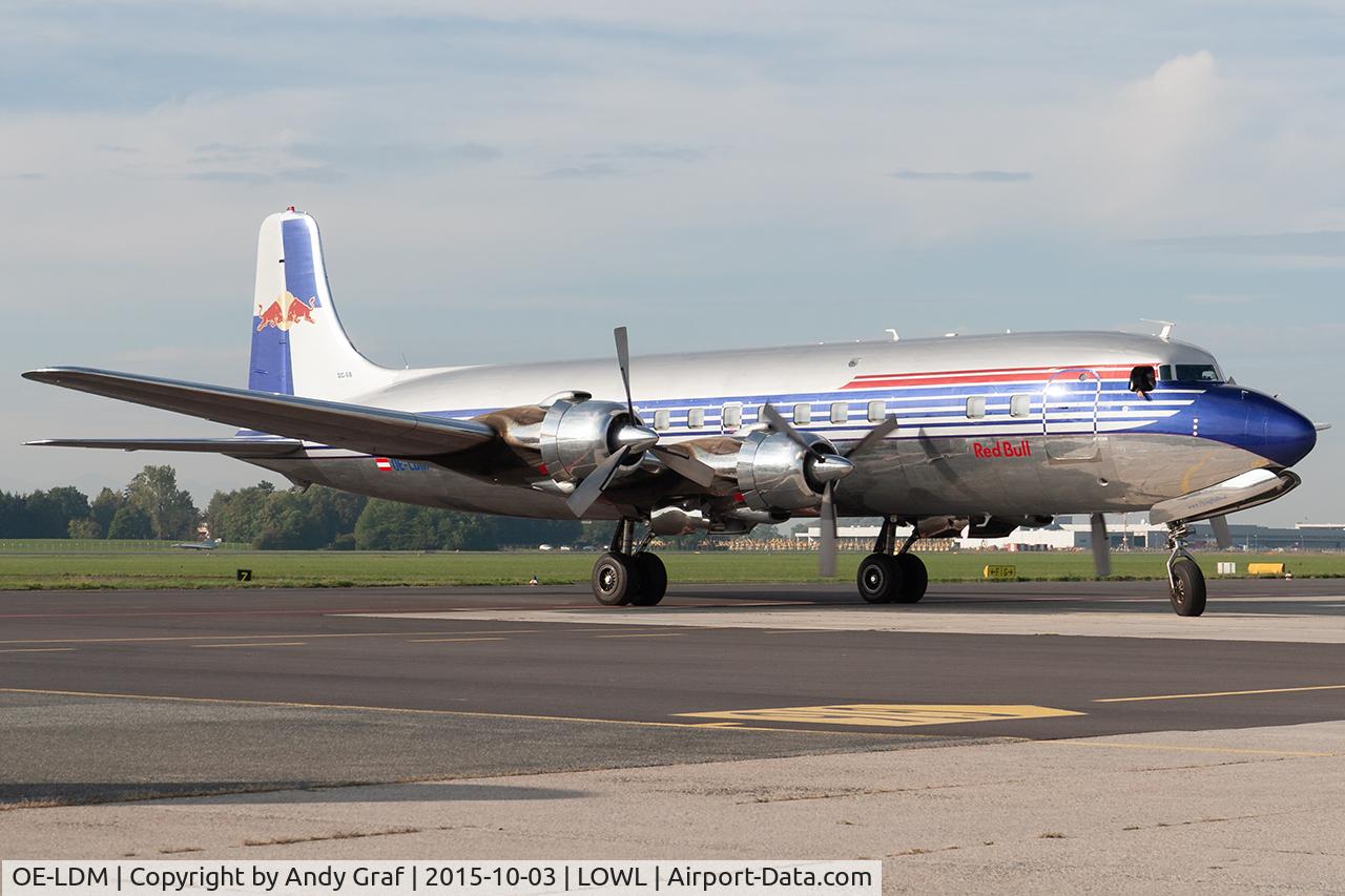 Aircraft OE-LDM, 1958 Douglas DC-6B, c/n 45563 l/n 1034, Flying Bulls DC6, at LOWL, photo by Andy Graf