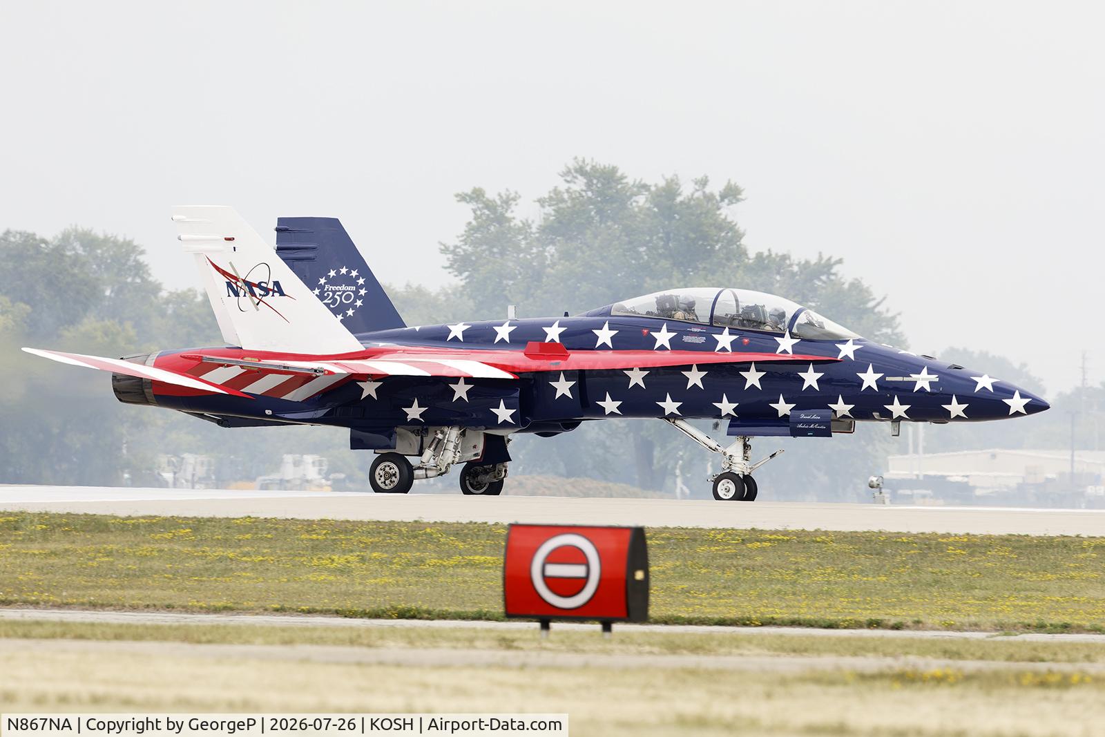 Aircraft N867NA, McDonnel Douglas FA-18B, c/n 161947, Airventure 2026., at KOSH, photo by GeorgeP