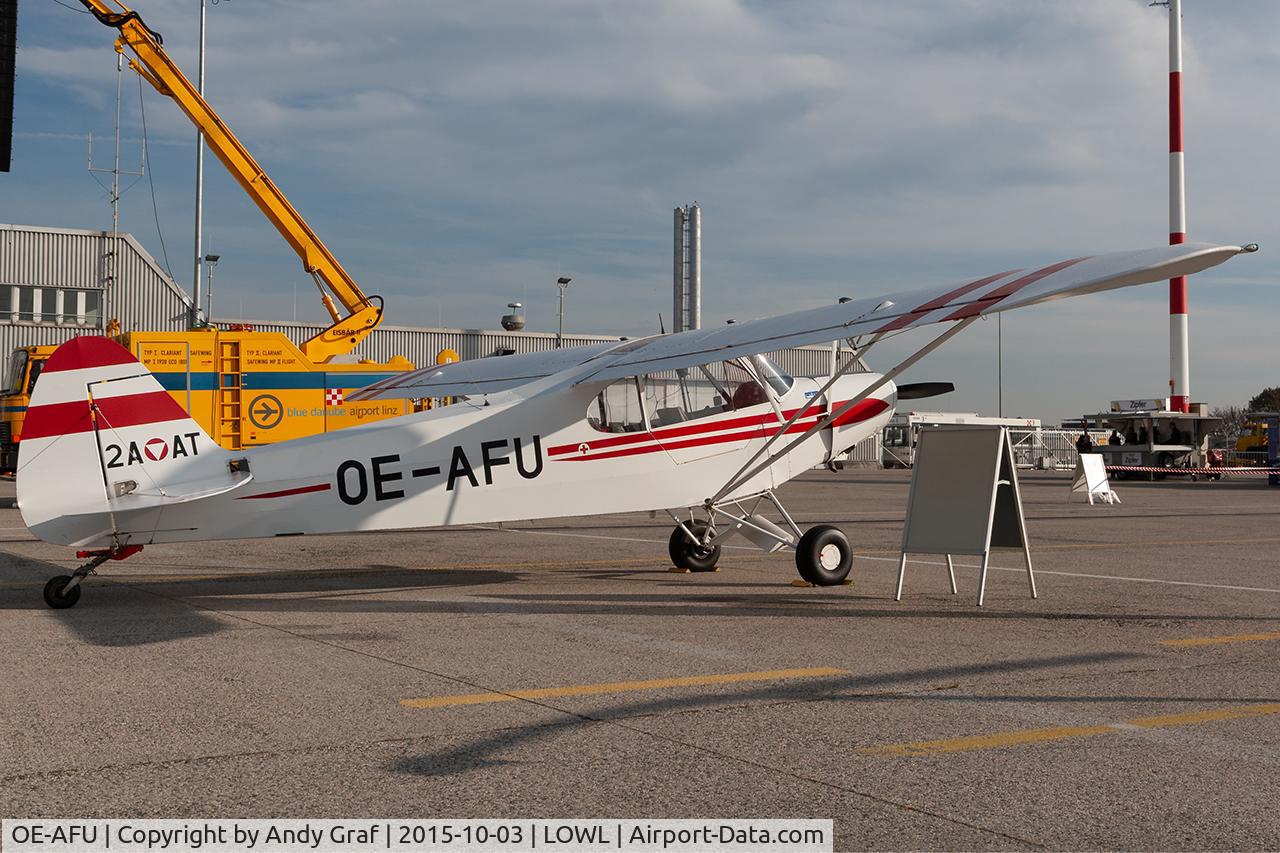 Aircraft OE-AFU, Piper PA-18-150 Super Cub, c/n 18-5513, Untitled Piper 18, at LOWL, photo by Andy Graf