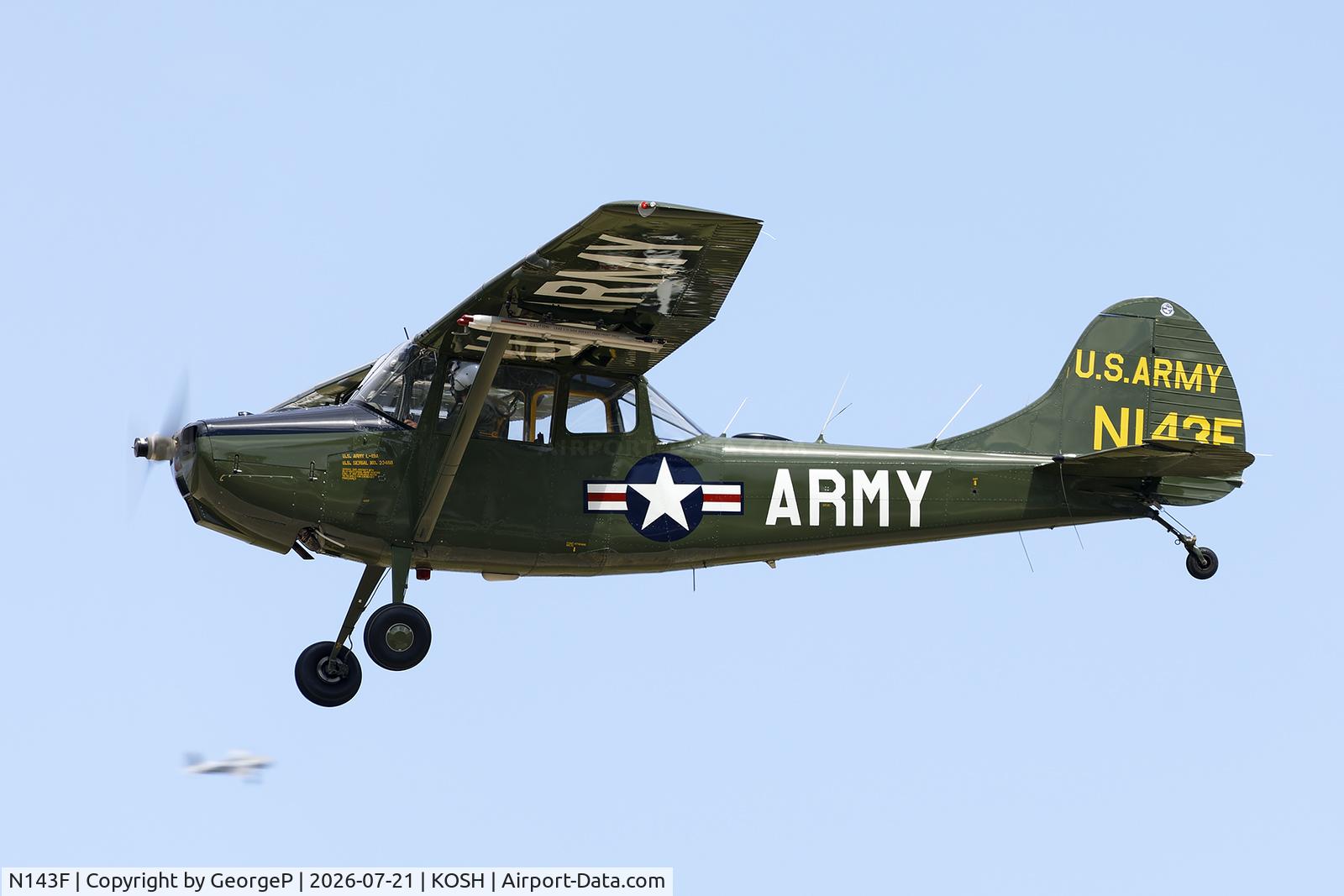 Aircraft N143F, 1953 Cessna L-19E Bird Dog Bird Dog, c/n 23488, Airventure 2026., at KOSH, photo by GeorgeP